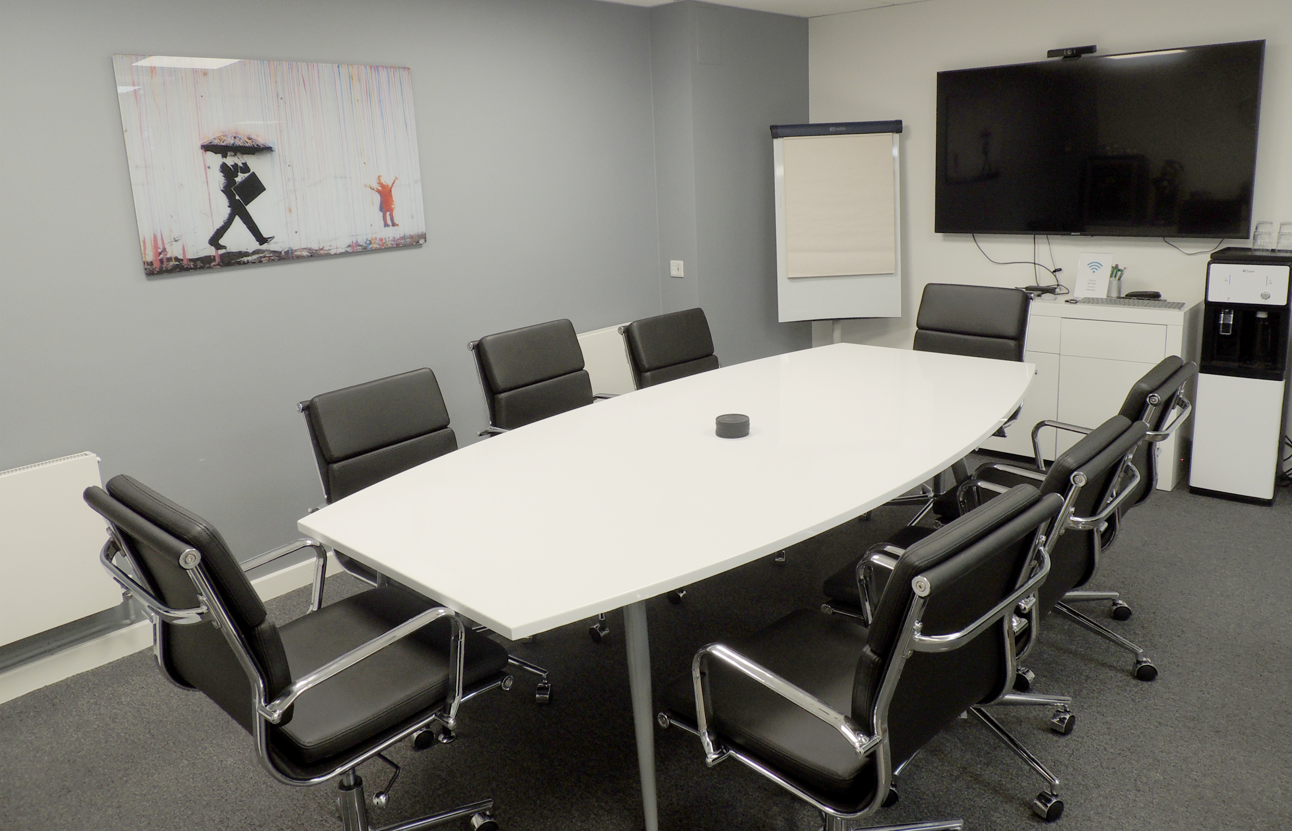 Modern conference room with oval table for meetings in Bath Place, Rivington Street.