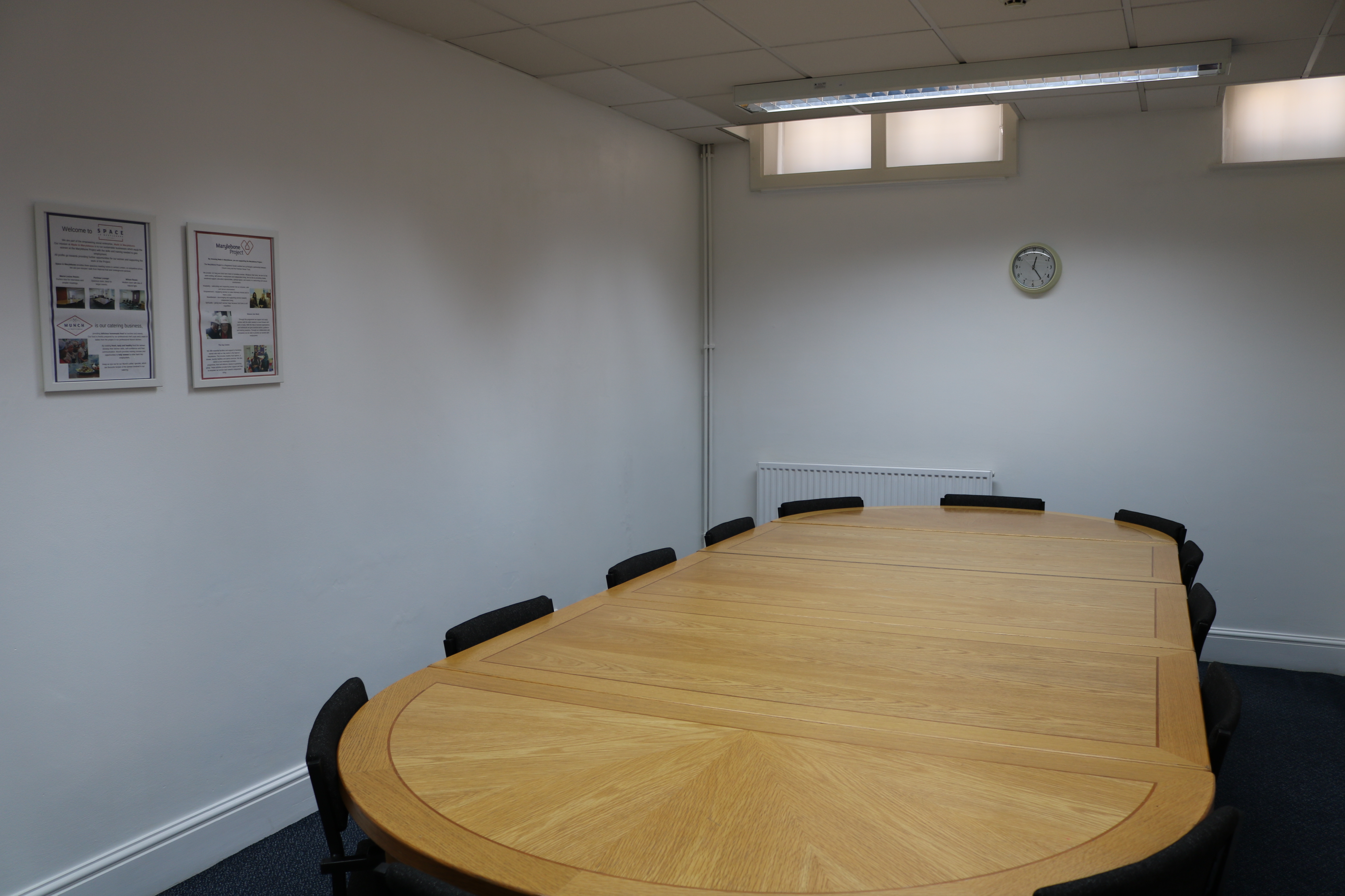 Spacious Marie-Louise Room with oval table, ideal for meetings and workshops in Marylebone.