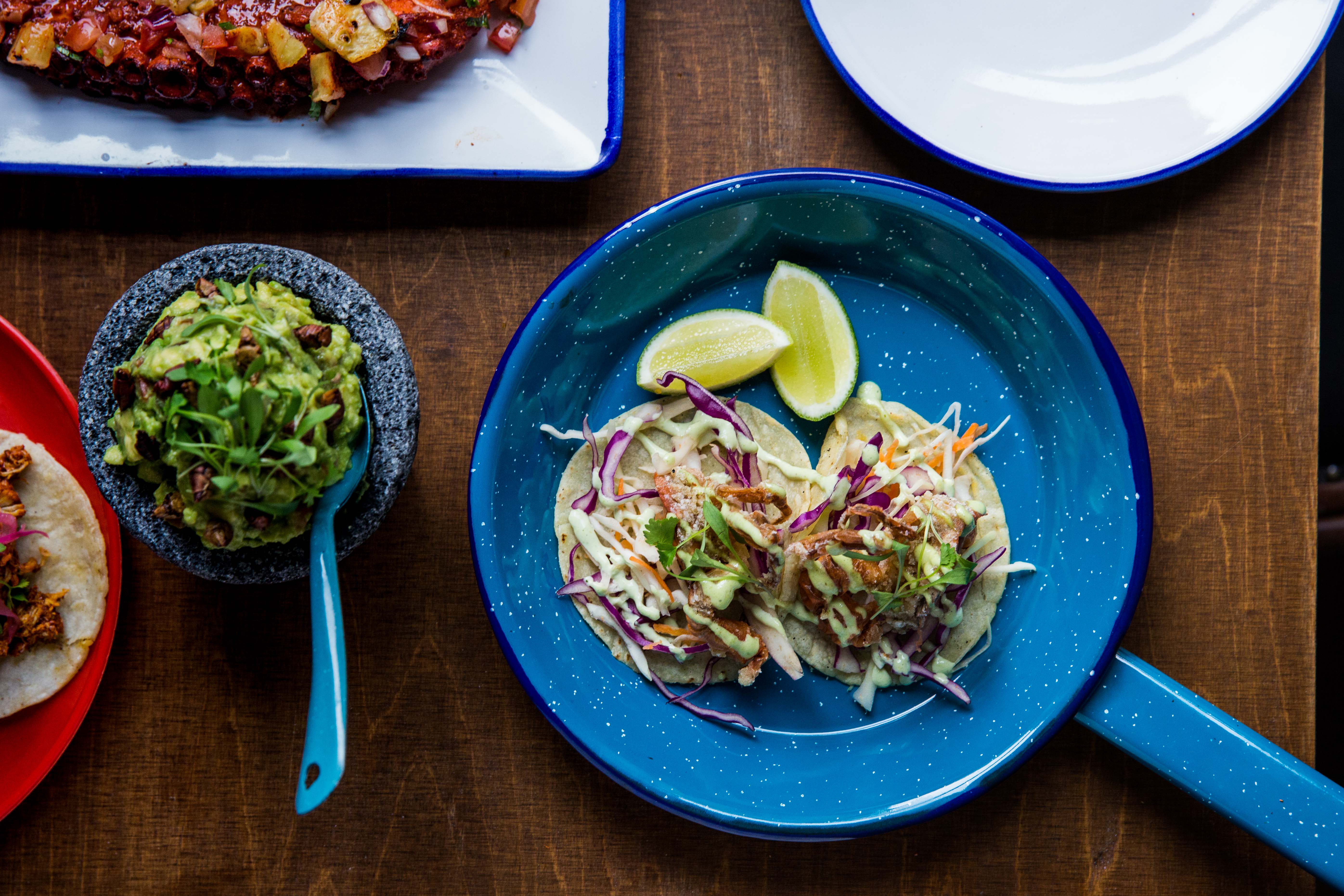 Gourmet tacos at Tequila & Mezcal Bar, perfect for catering events and gatherings.