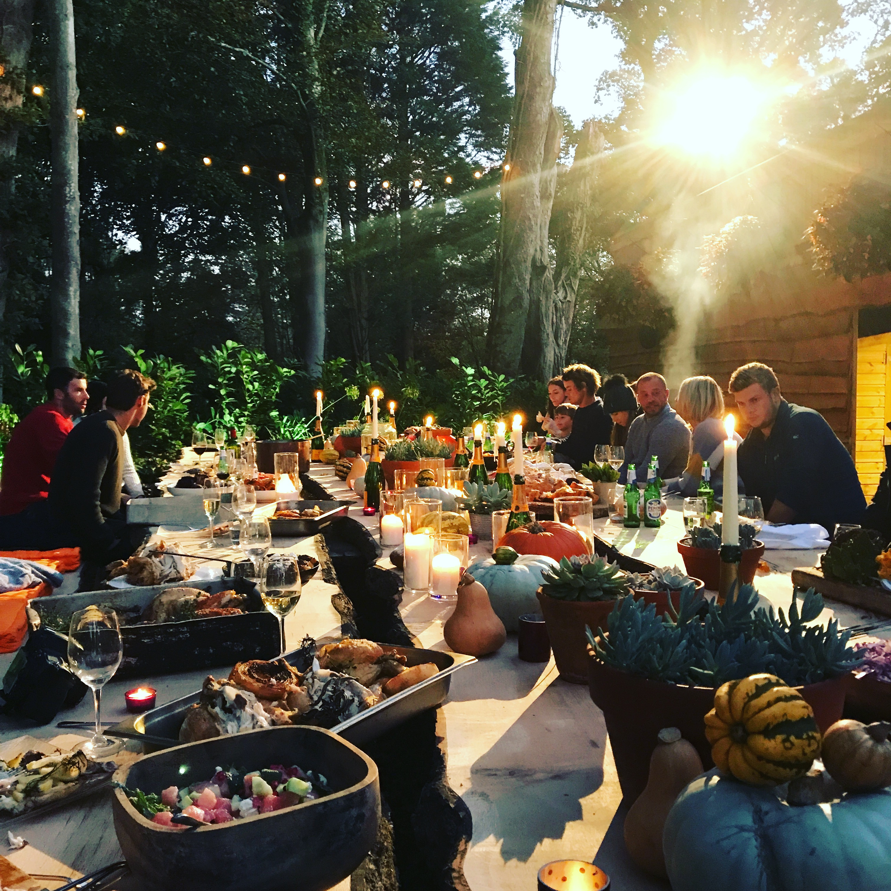 Outdoor dining table at Motor House, Deer Park; ideal for intimate events and celebrations.