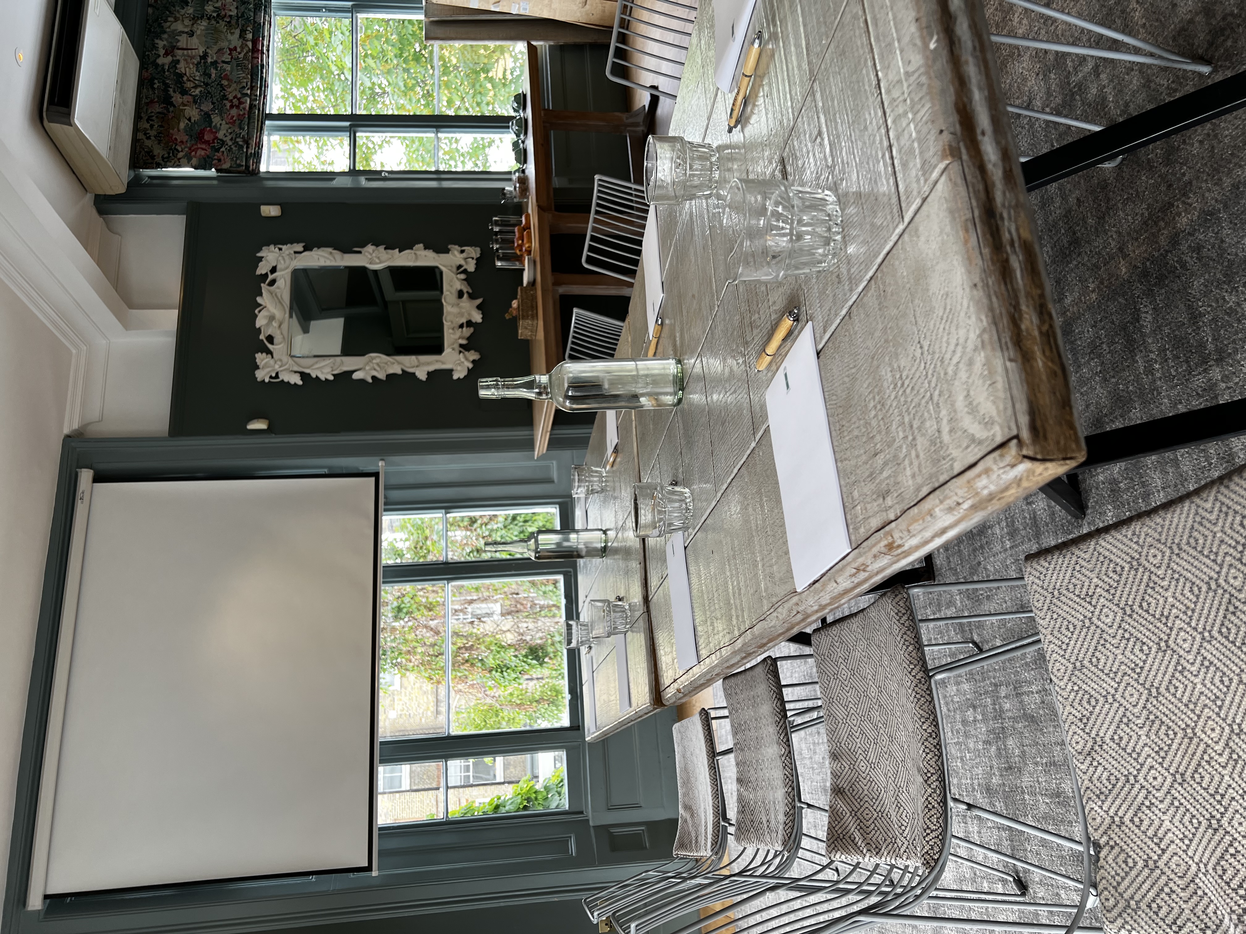 Oakley Room at The Phene: rustic table, natural light, ideal for meetings and workshops.