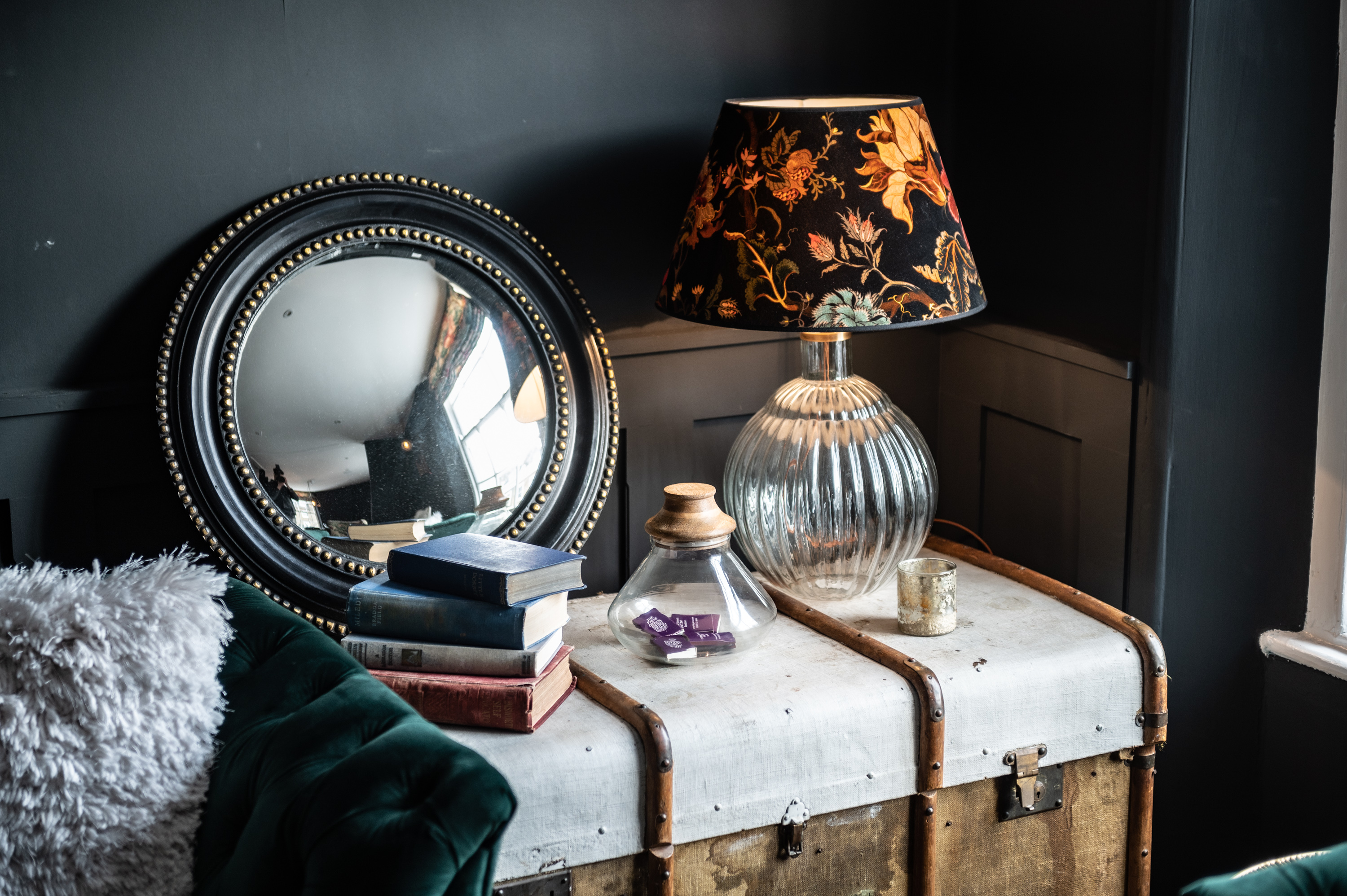 Stylish Club room at The Phene with vintage trunk, perfect for networking events.