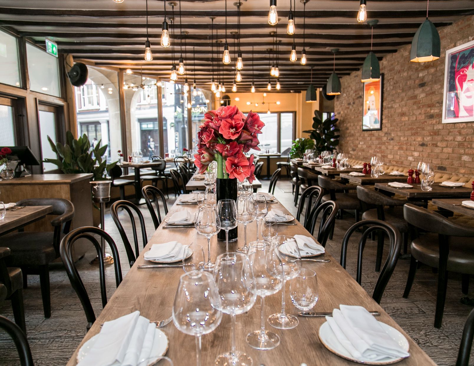 Wilfred's Lounge dining space with elegant table setting for corporate events and gatherings.