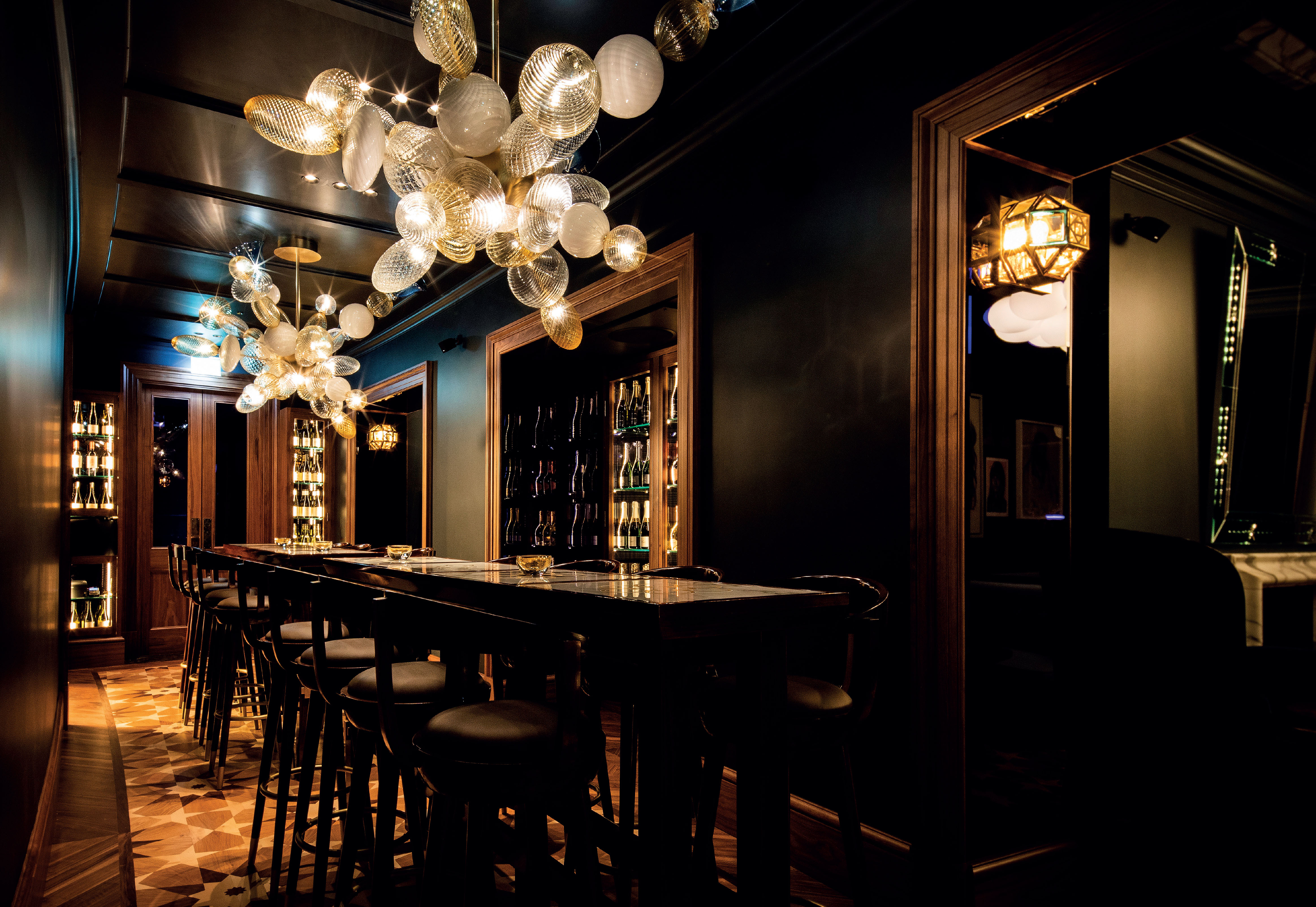 Sophisticated event space with elegant lighting, perfect for upscale gatherings.