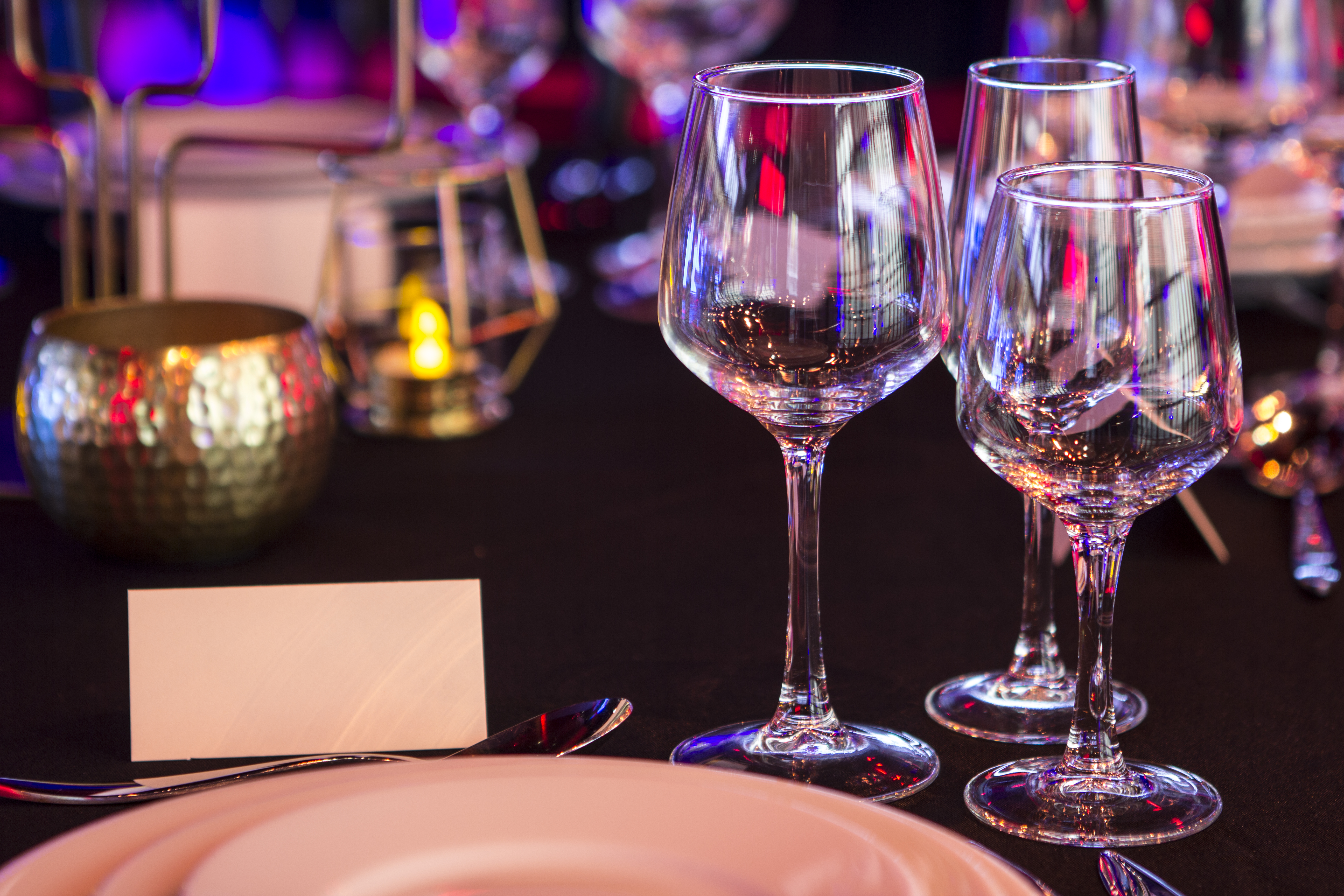 Elegant dining table setup in Upper Foyer, Cineworld O2 Greenwich for sophisticated events.