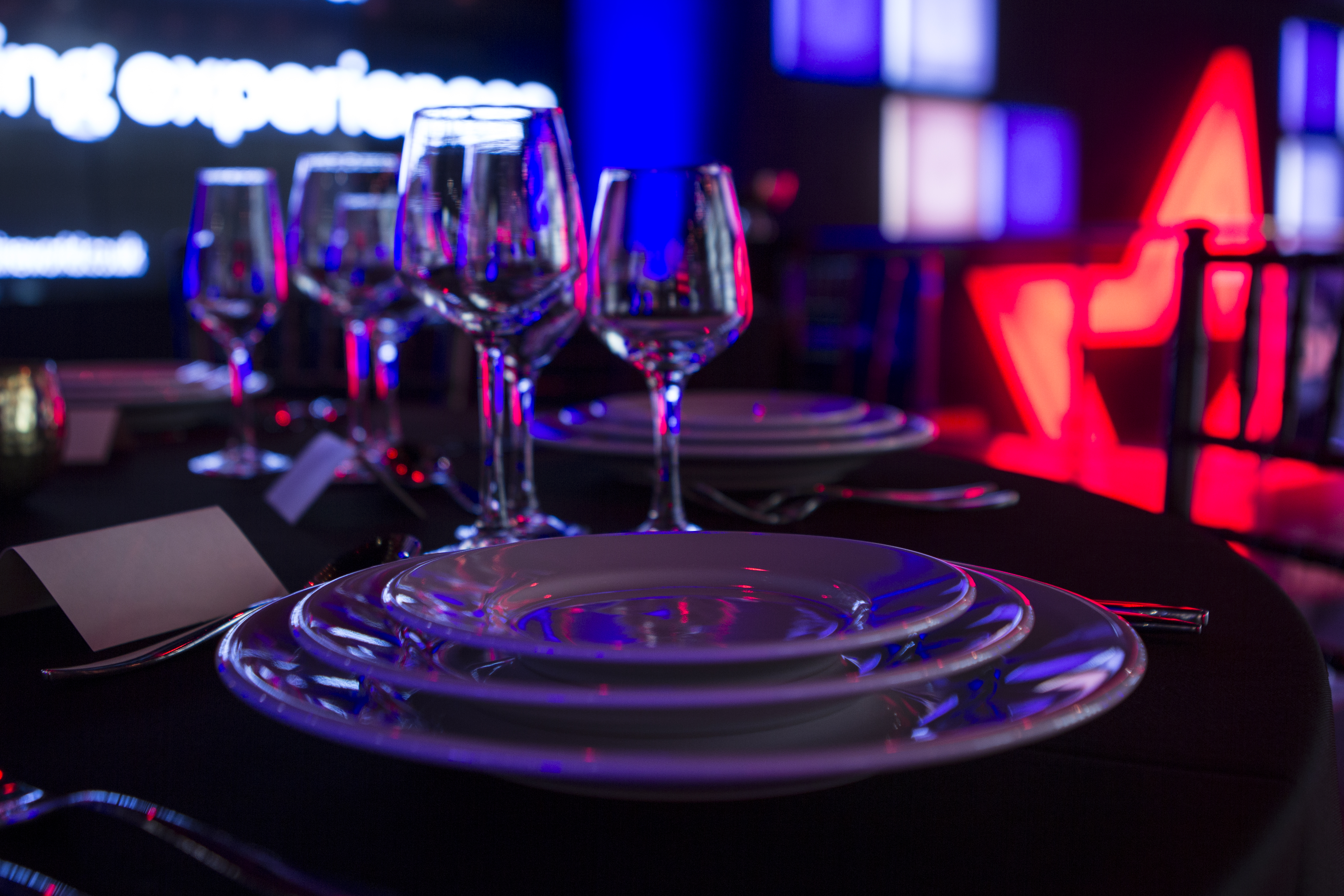 Elegant dining table setup in Upper Foyer, Cineworld O2 for sophisticated events.