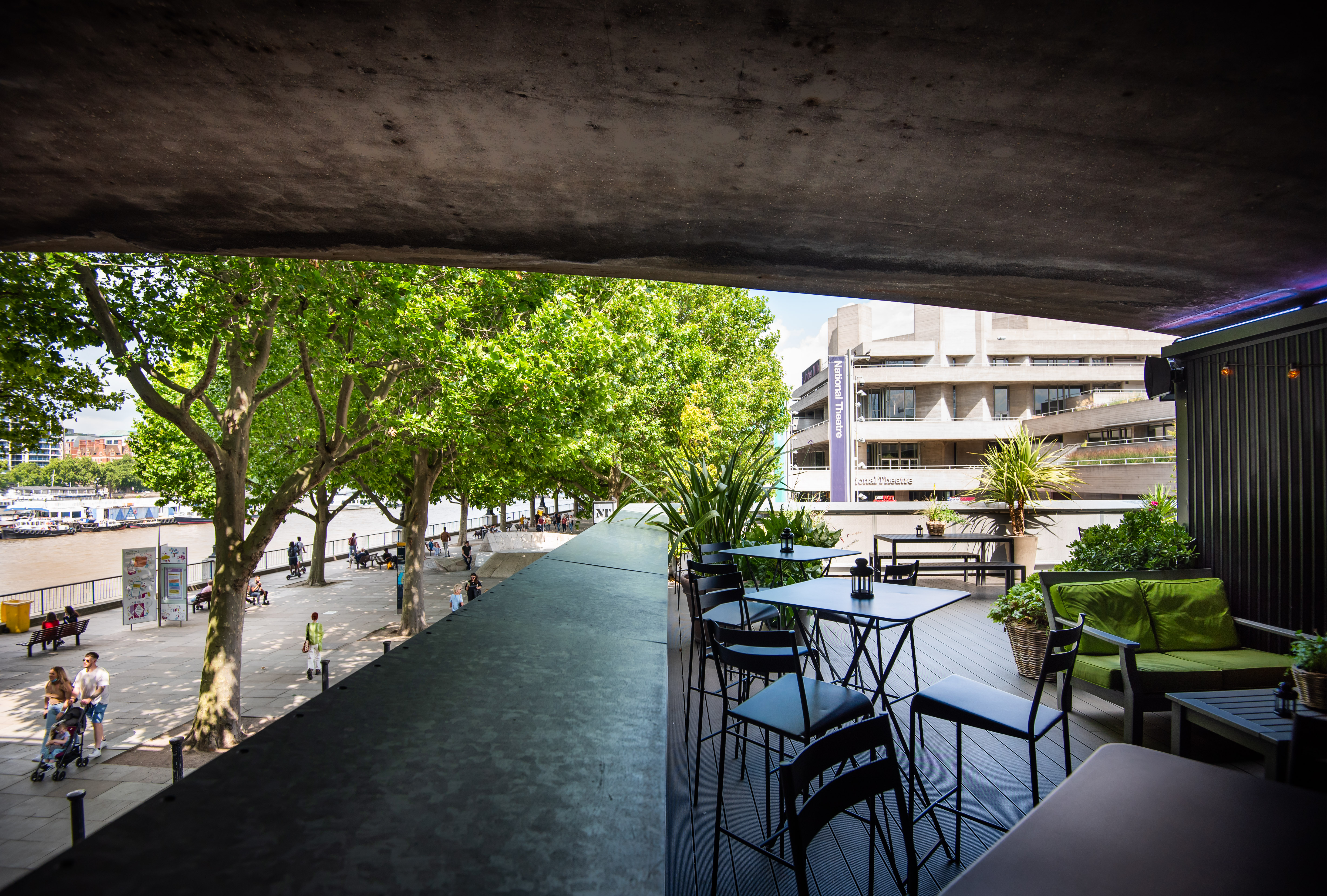 Stylish outdoor terrace at Balcony Bar, perfect for networking events and casual meetings.