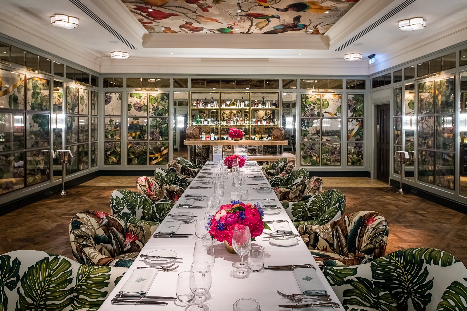 Elegant dining room with floral decor for upscale events at The Ivy Dawson Street.