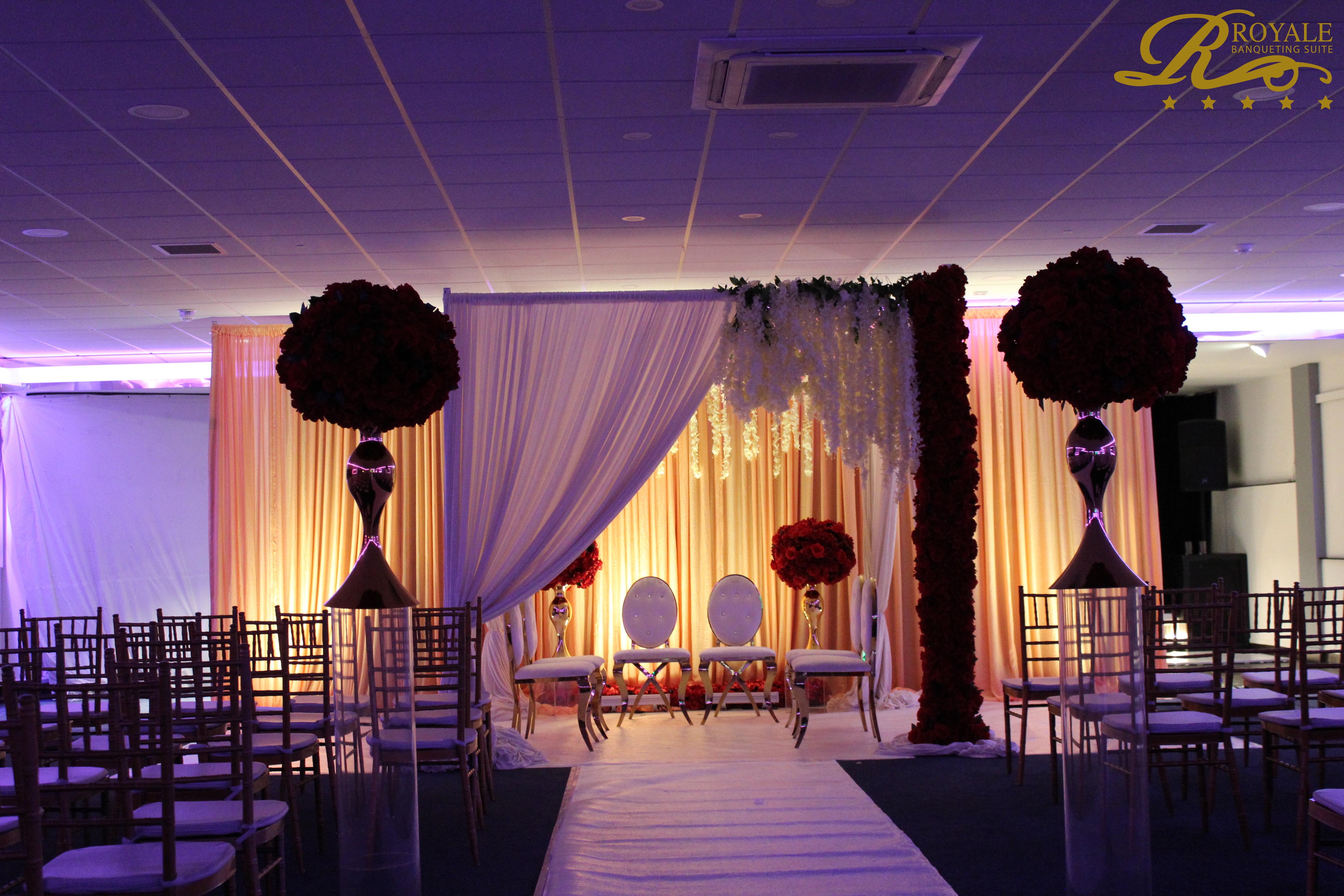 Elegant Golden Suite at Royale Banqueting for weddings and formal ceremonies.