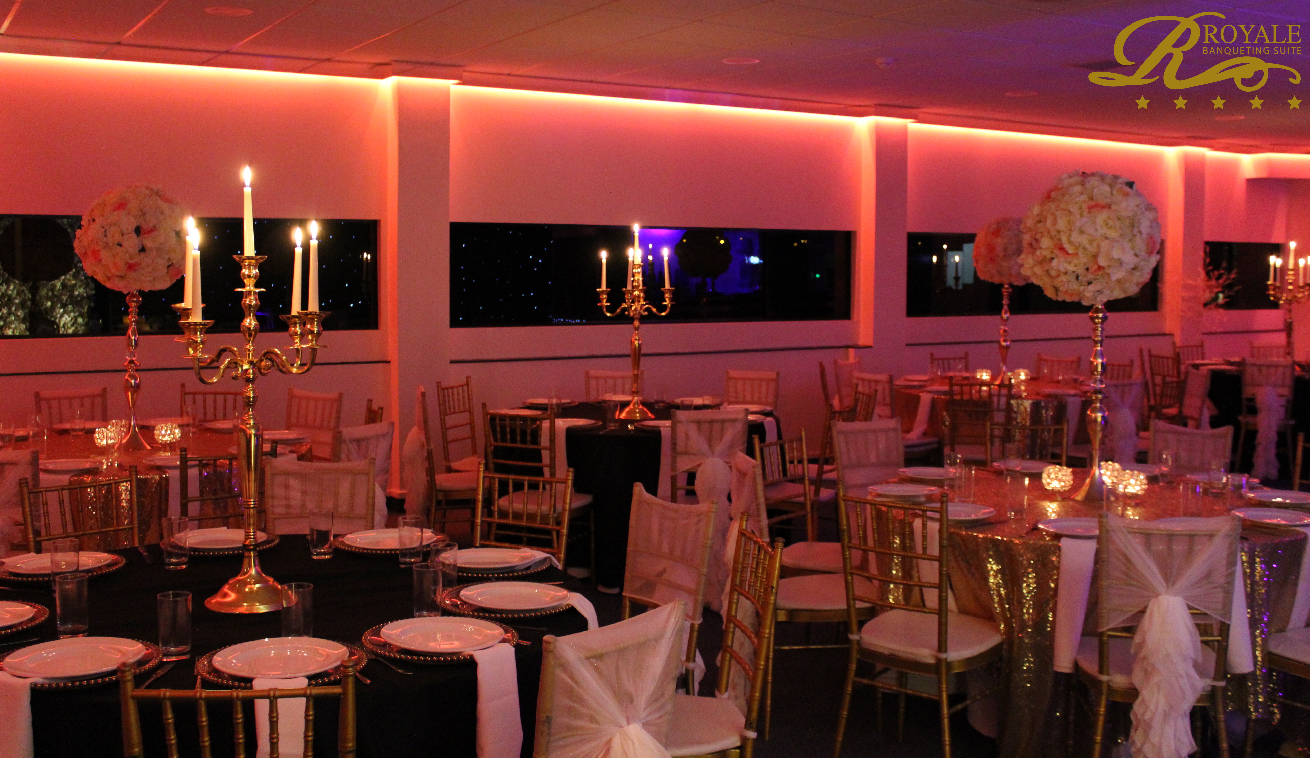 Elegant Silver Suite with gold accents, ideal for upscale events and celebrations.