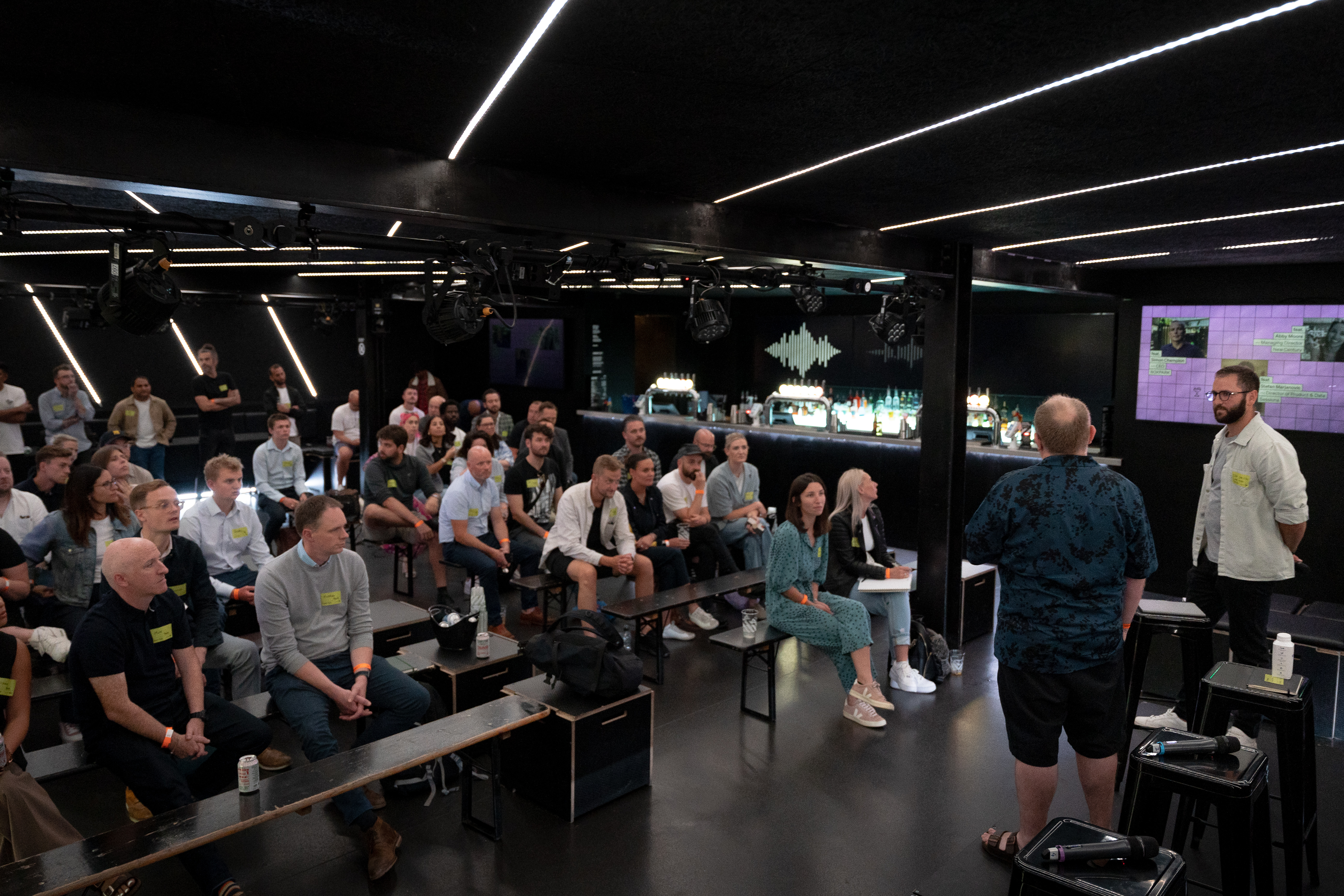 BeatBox event at Boxpark Wembley with engaged audience in a modern seminar space.