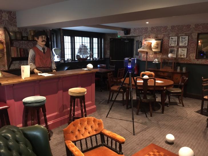 Cozy vintage venue with warm lighting for intimate gatherings and themed events.