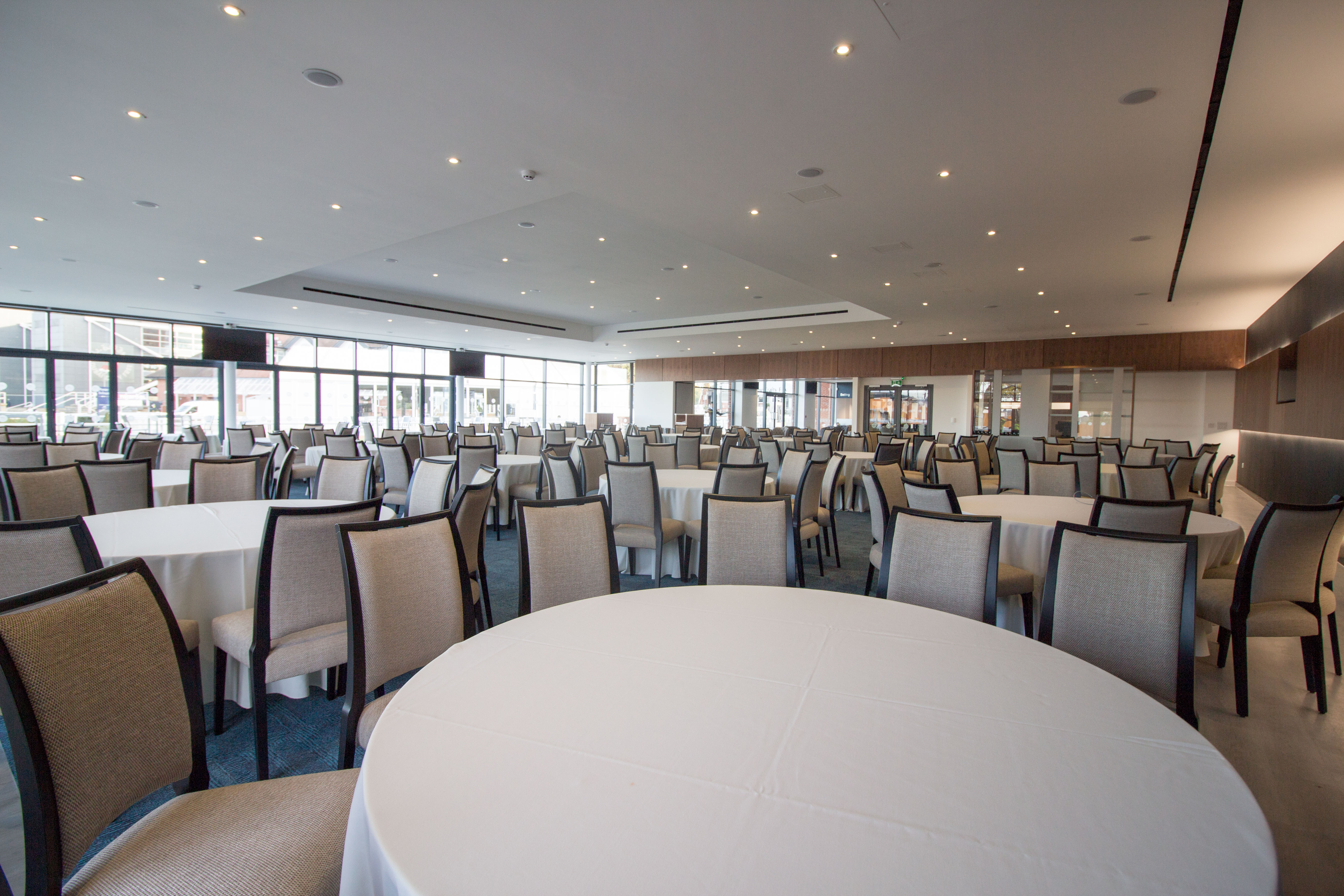 Spacious event venue at Newbury Racecourse, perfect for conferences and banquets.