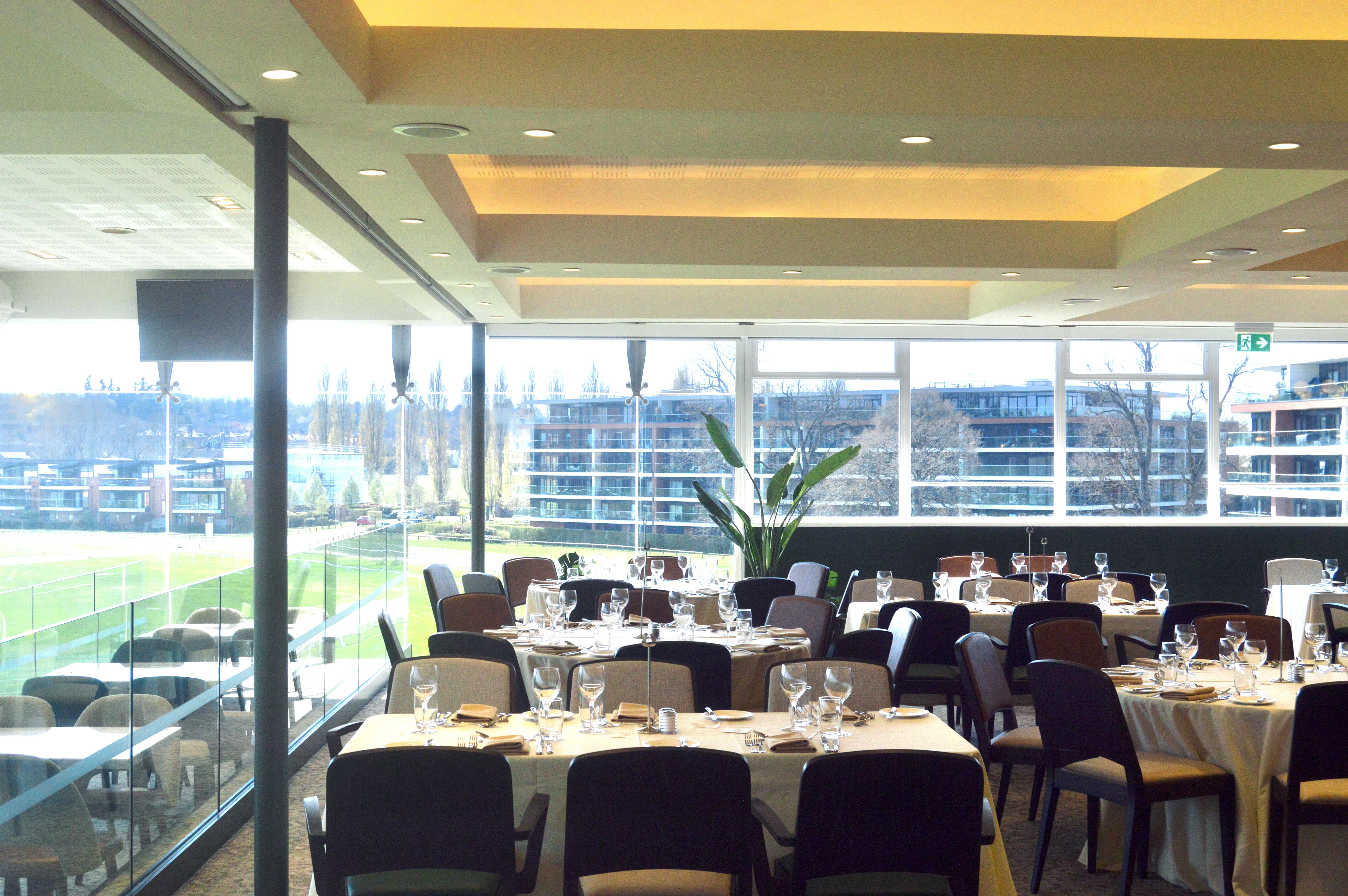 Elegant Hennessy Suite at Newbury Racecourse for corporate meetings and social events.