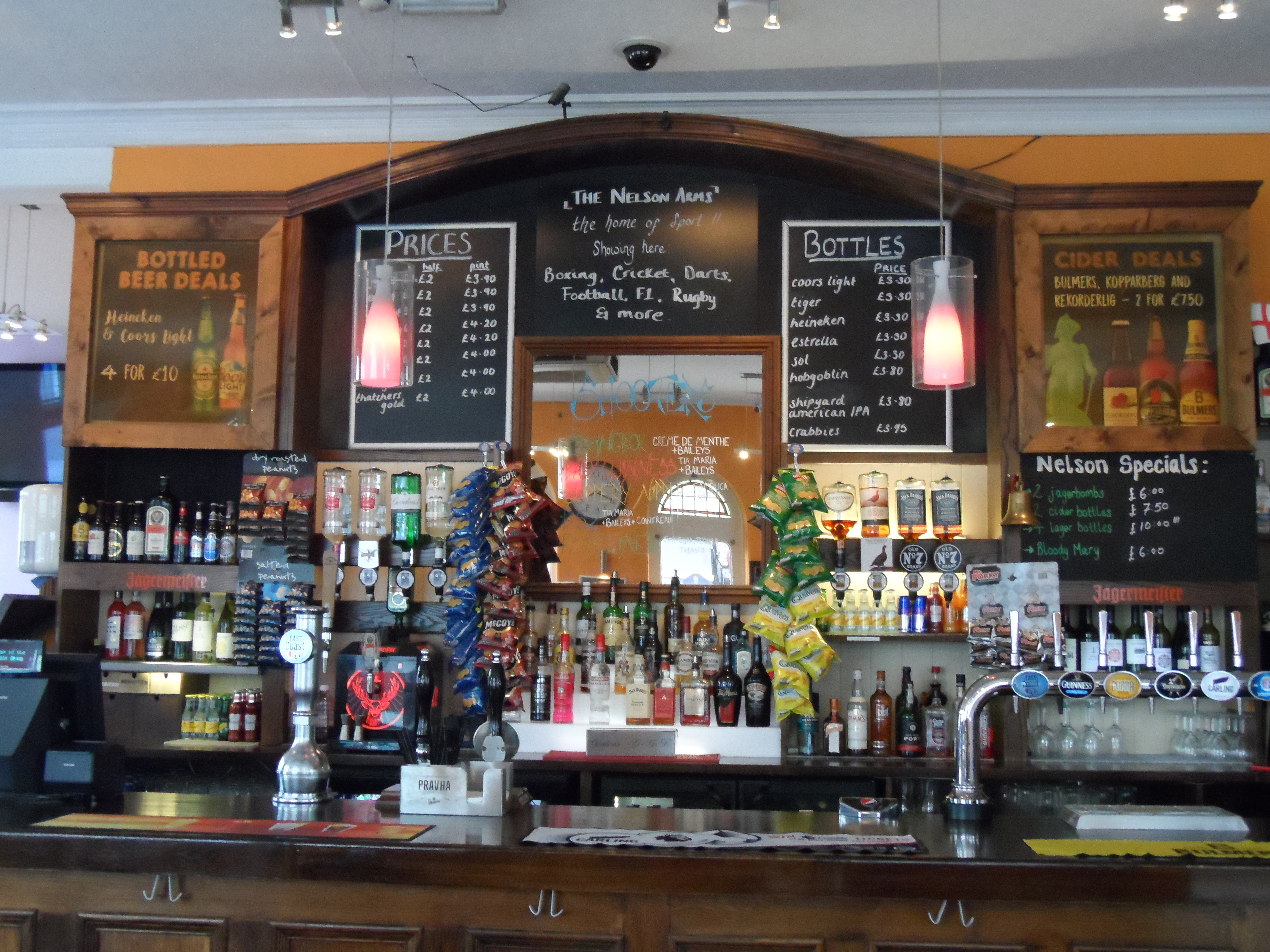 Vibrant bar setup at The Nelson Arms, ideal for casual networking events and social gatherings.