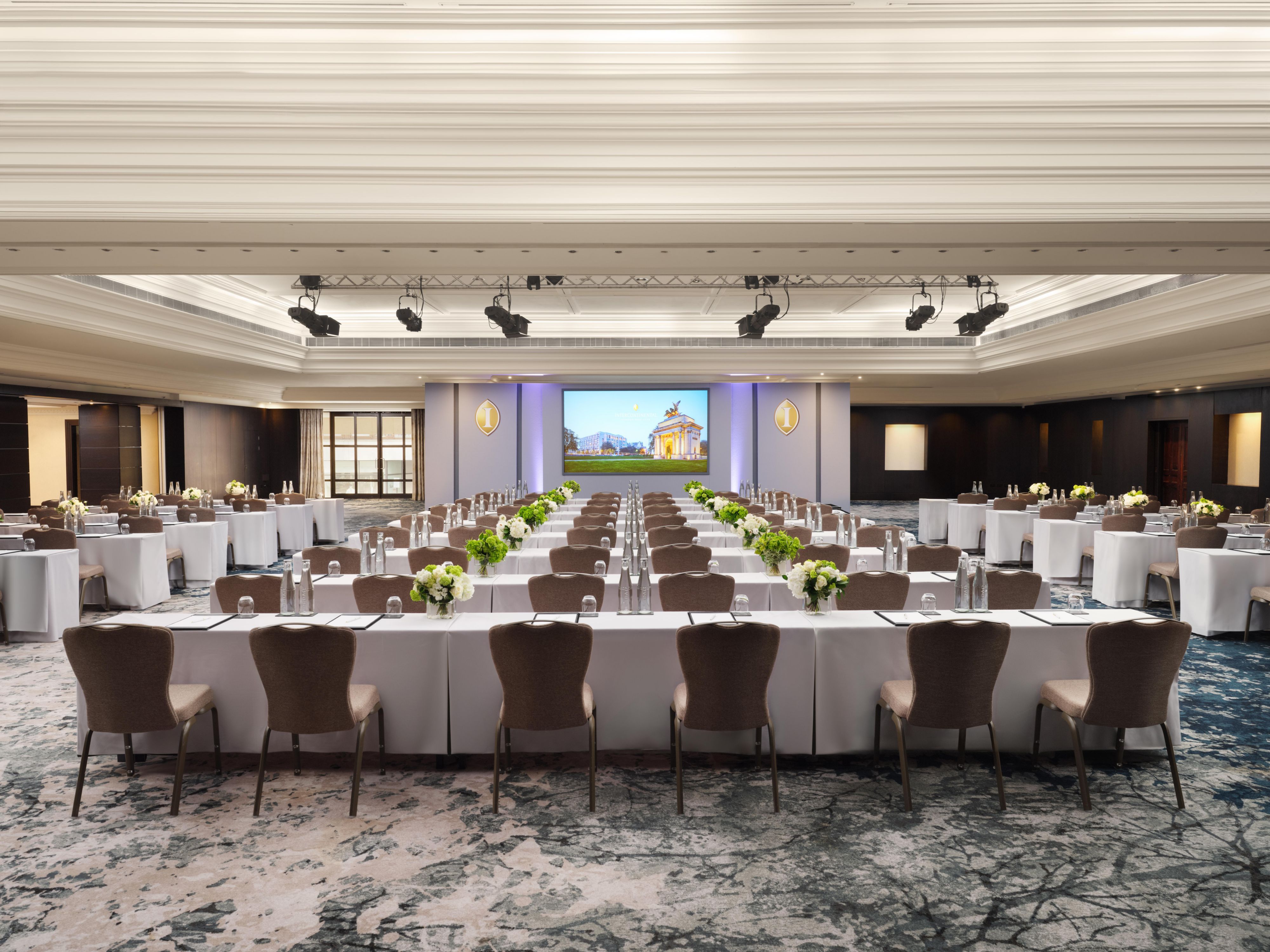 Corporate training setup in Praba Banqueting Suite with professional AV and classroom seating.