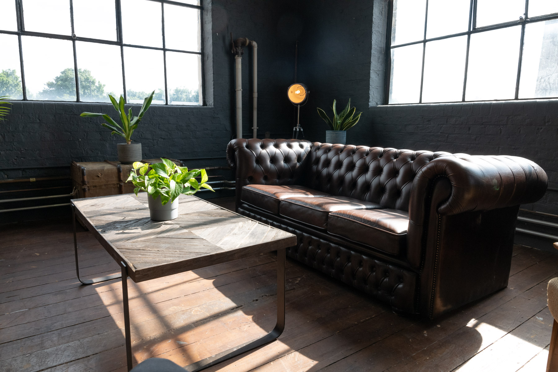 Stylish lounge at Crixus Dockyard Kitchen, ideal for networking events and meetings.