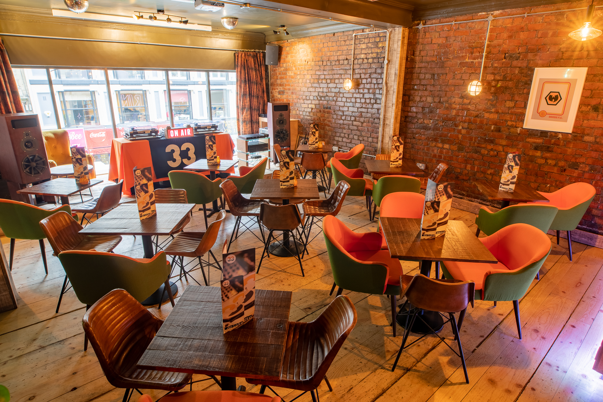 Versatile event space with eclectic design, ideal for meetings and networking at 33 Oldham Street.