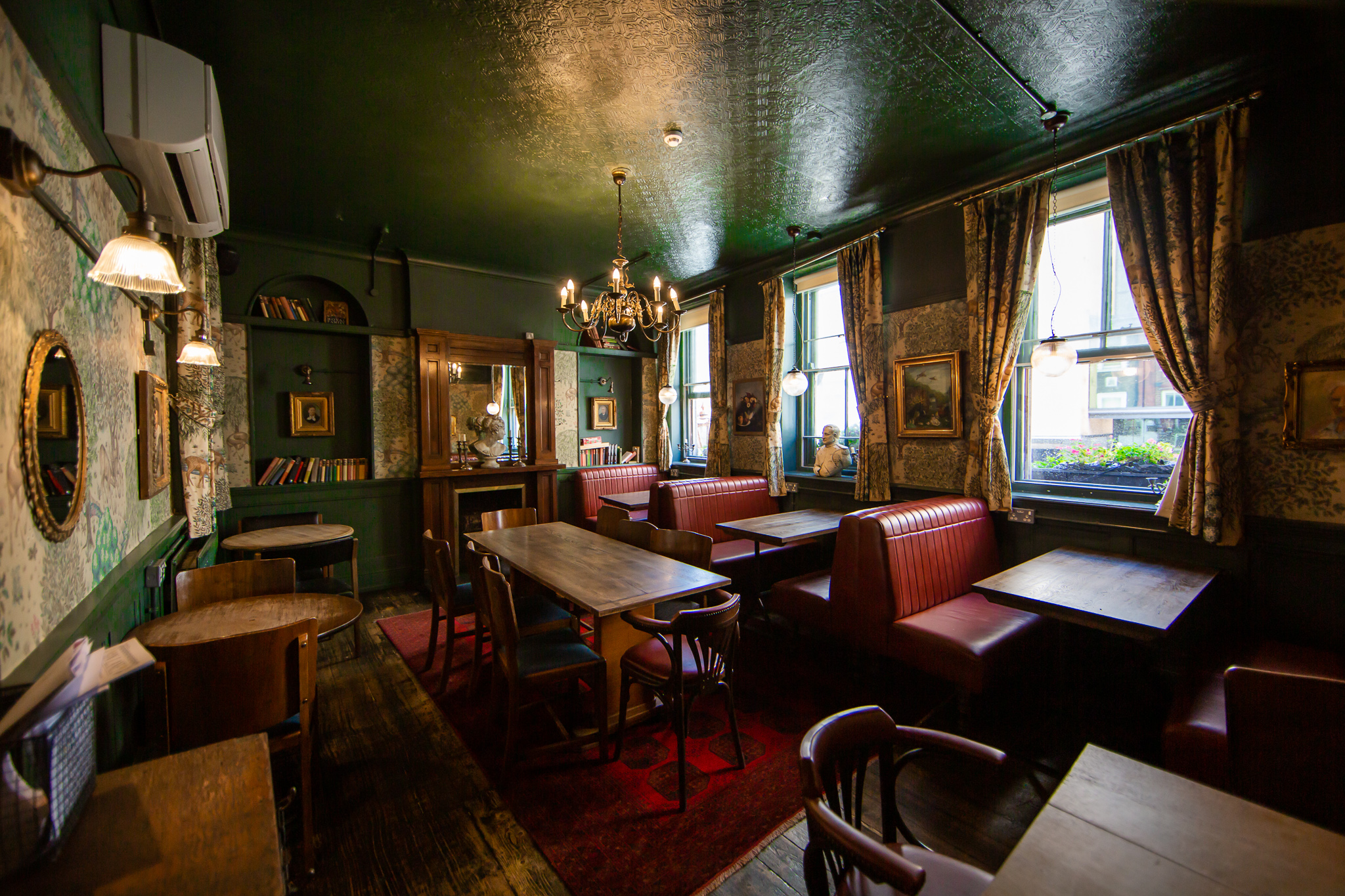 Cozy Fielding Room at Bow Street Tavern, ideal for intimate meetings and small events.
