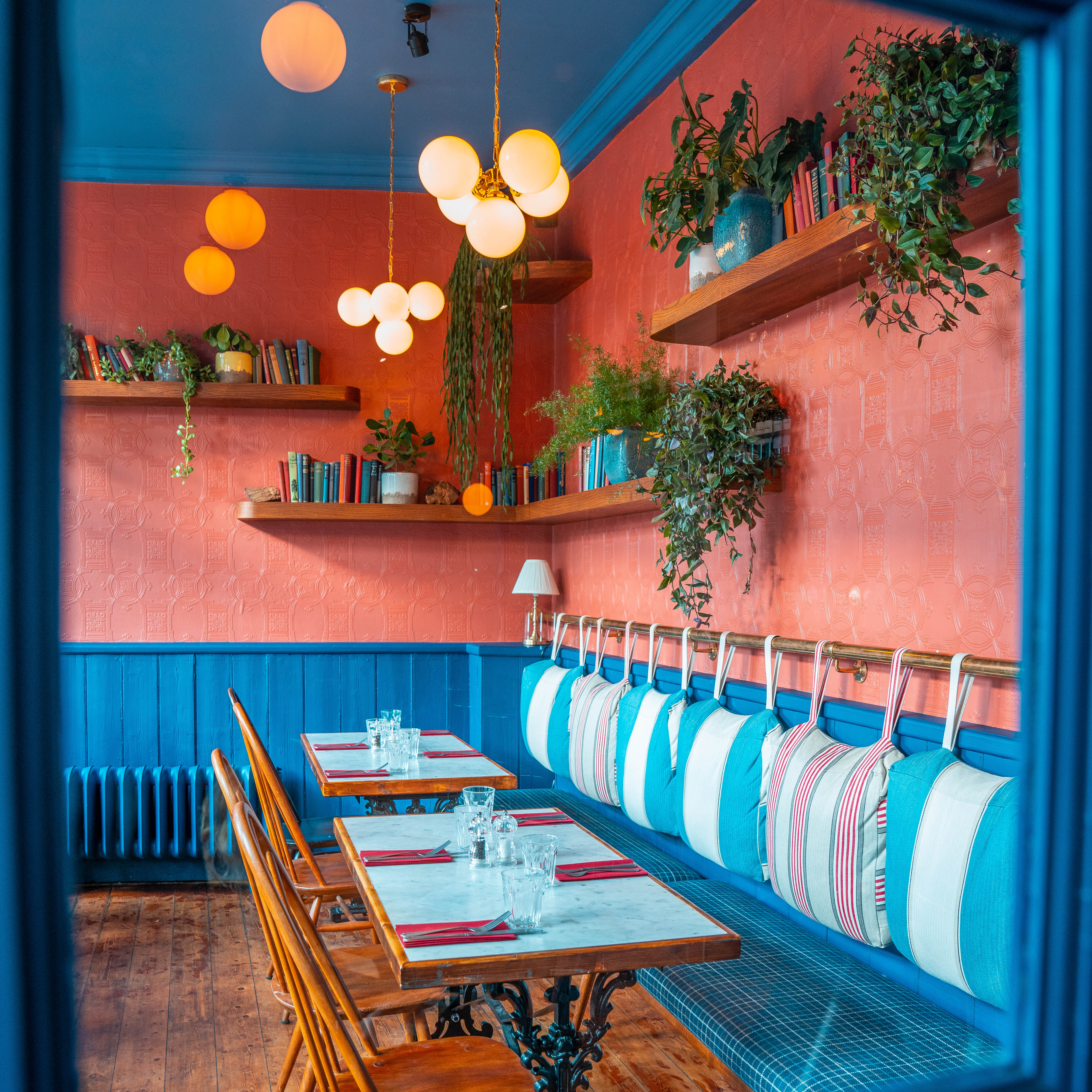 Private dining room at The Belrose with vibrant decor for intimate gatherings and events.