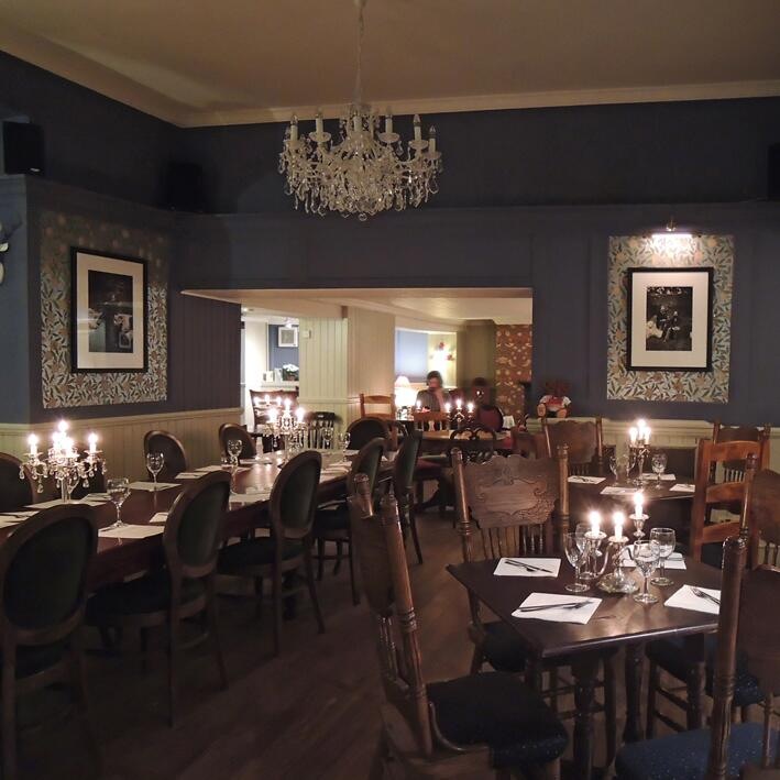 Elegant dining space at The William Morris Bar, perfect for upscale events and gatherings.