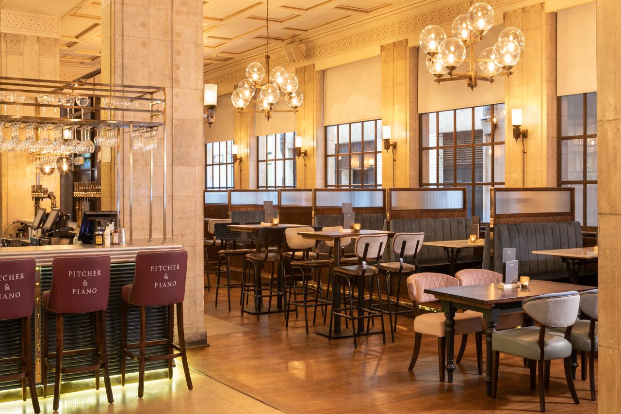 Stylish venue at Pitcher & Piano Cornhill, ideal for networking events and receptions.