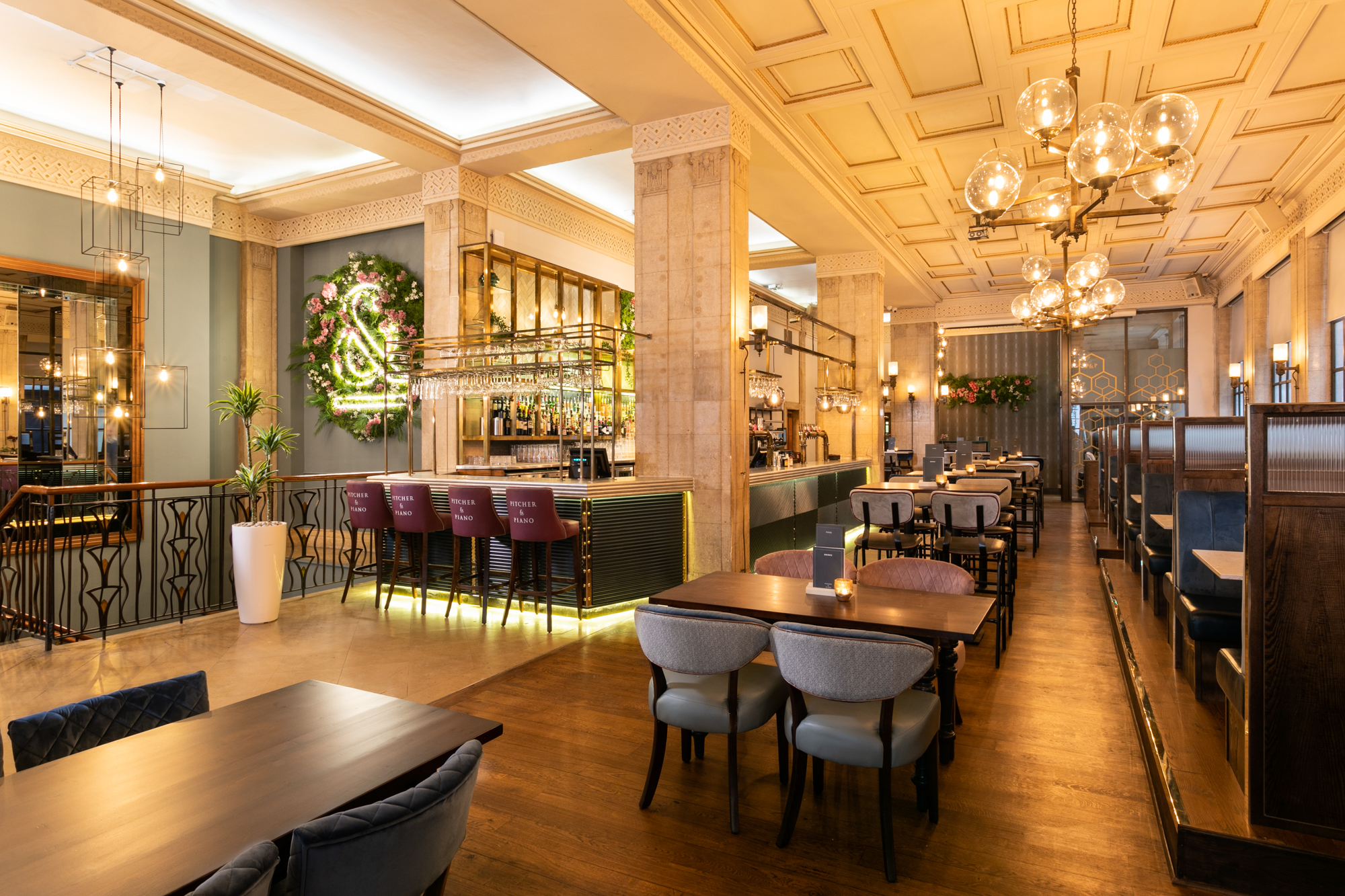 Stylish event venue at Pitcher & Piano Cornhill with elegant decor and spacious seating.