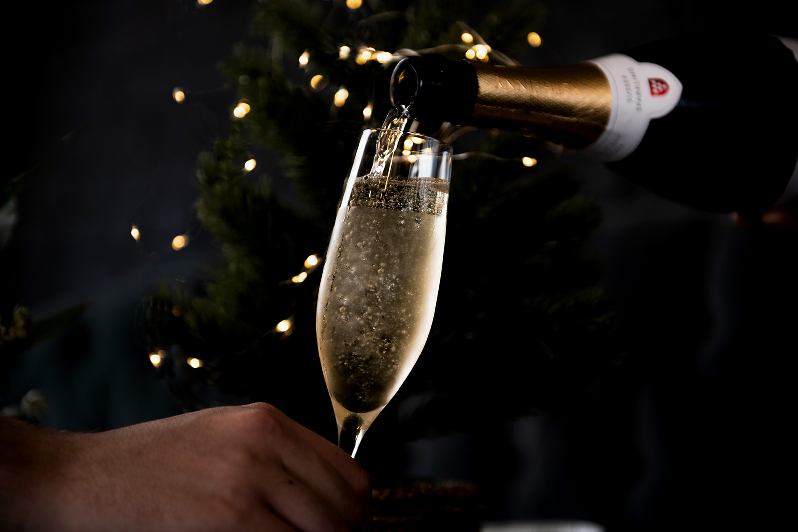 Champagne glass in The Balcony Room, perfect for upscale celebrations and holiday parties.