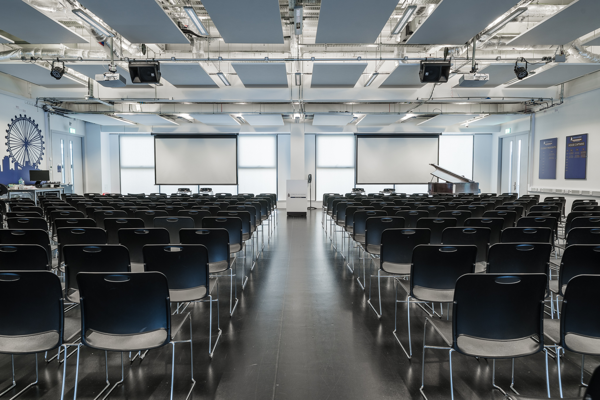 Main hall at London Academy of Excellence Tottenham, modern event space for conferences.