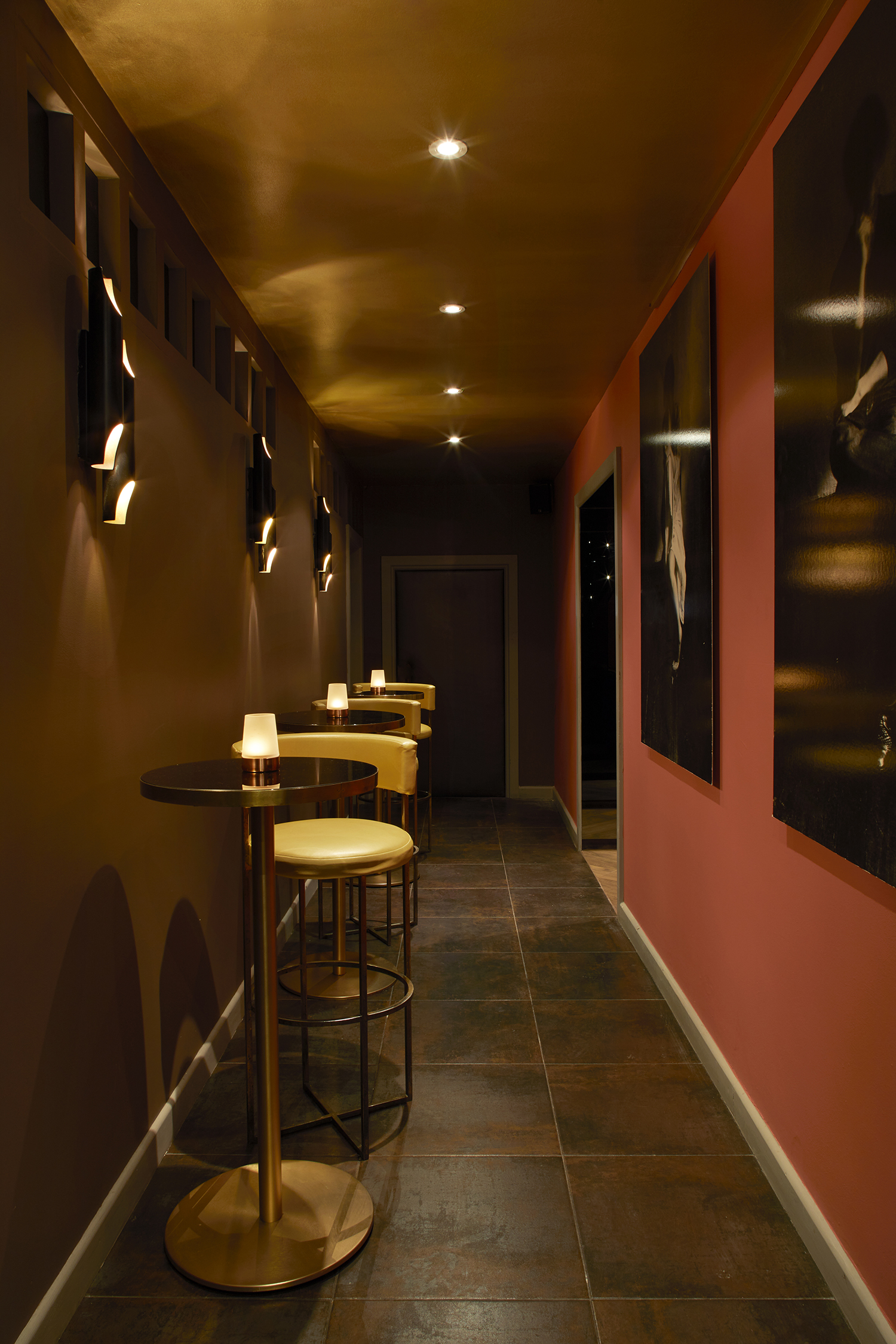 Sleek corridor in The Vault, Home House, ideal for cocktail receptions and networking.