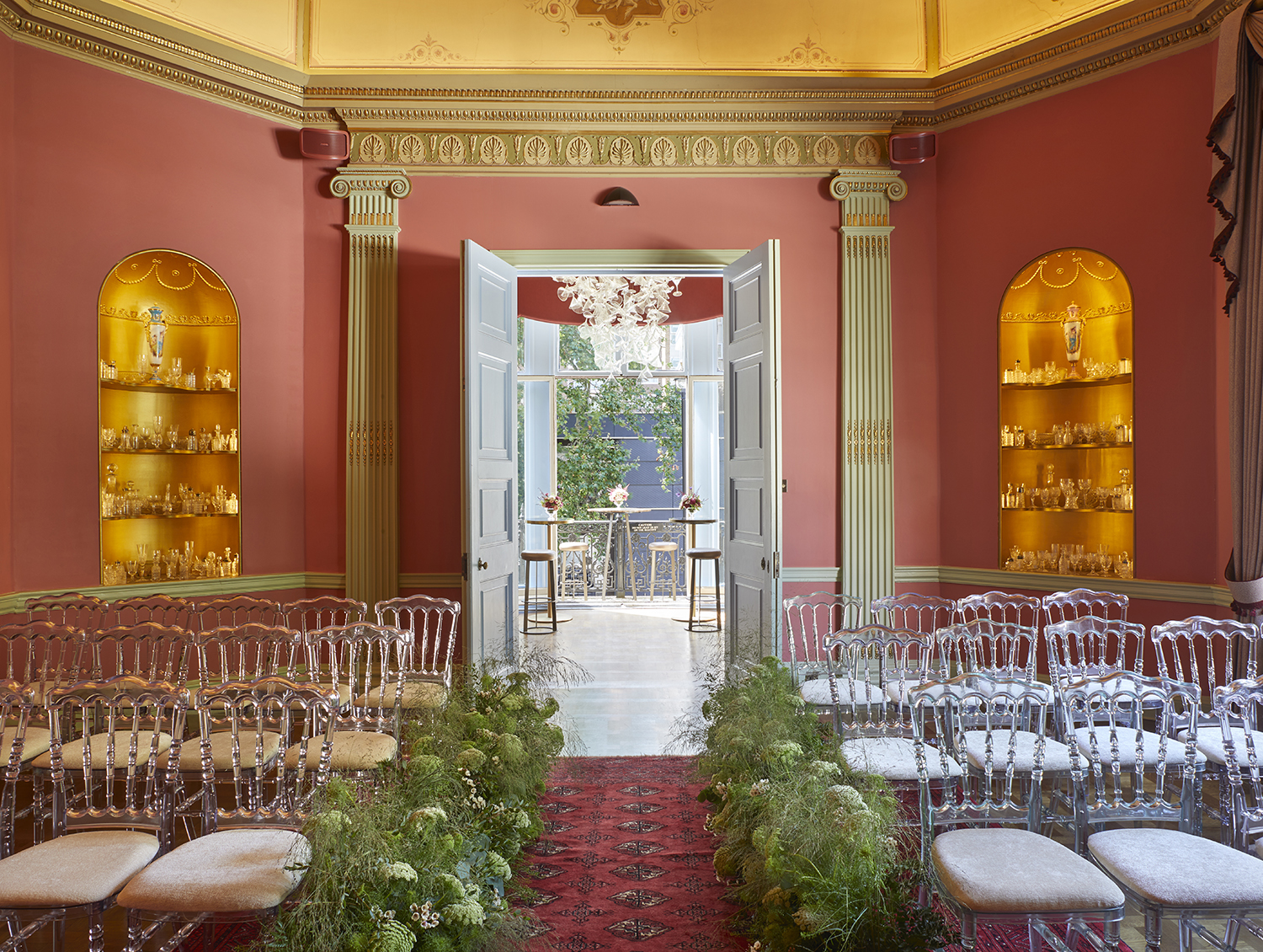 Elegant Octagon Dining Room with natural light, perfect for weddings and upscale events.