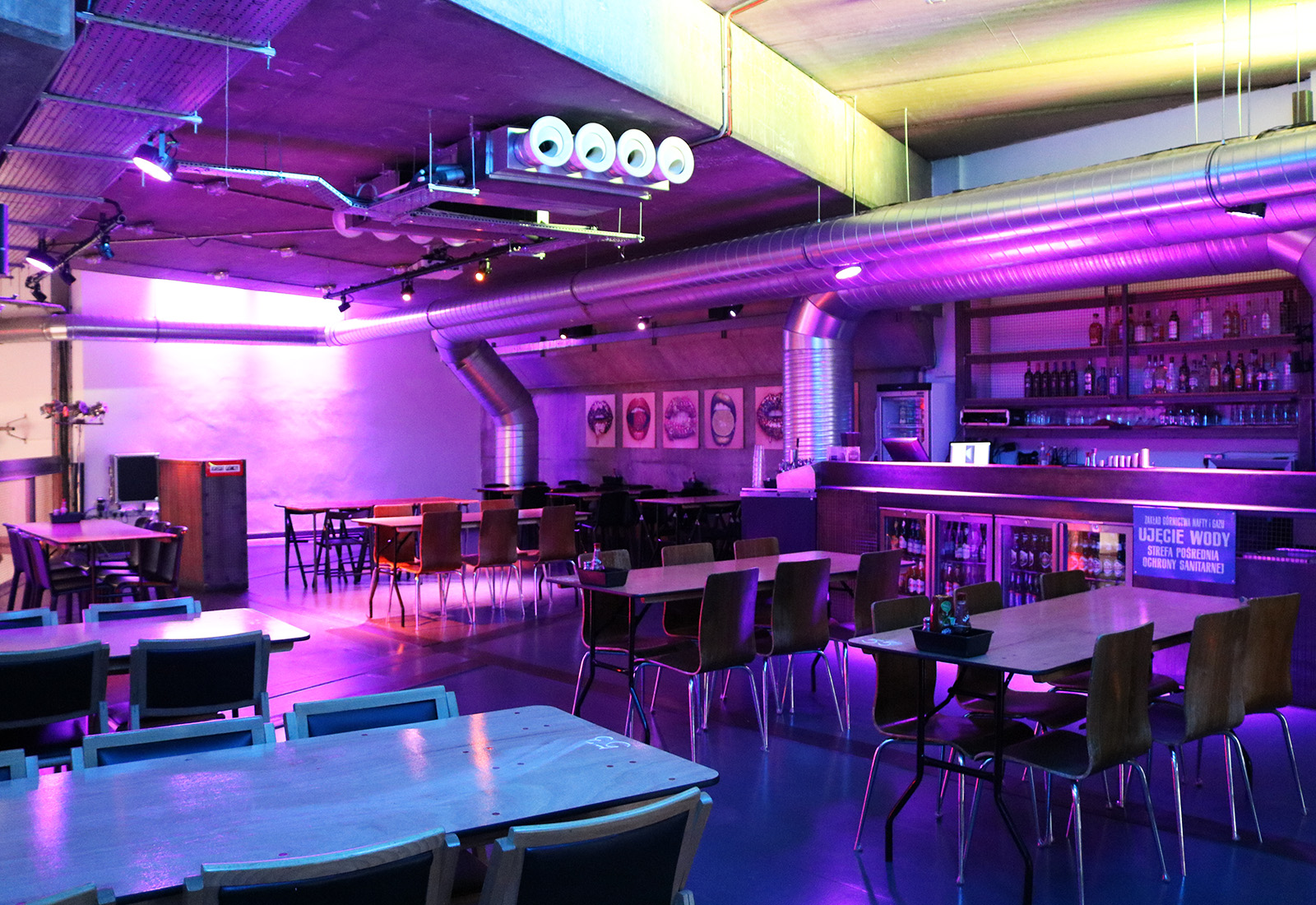 Modern event space with purple lighting at The Platform, ideal for gatherings and celebrations.