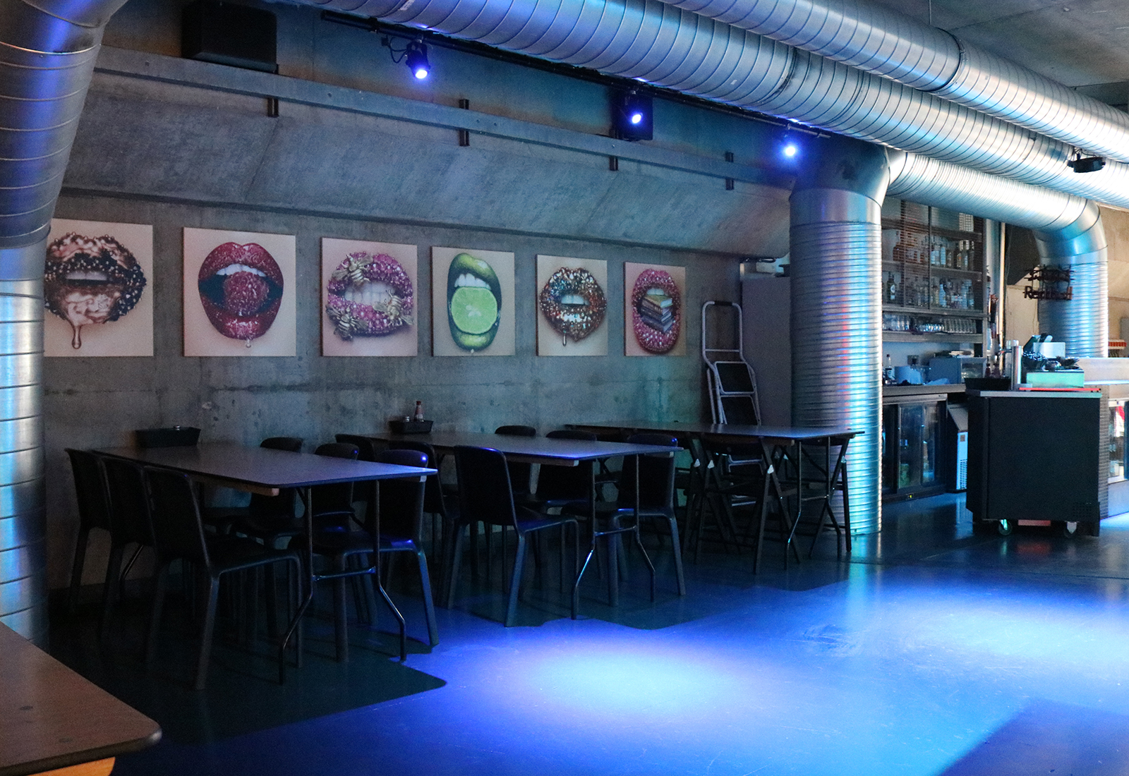 Modern industrial event space with vibrant art at The Platform, Southbank for gatherings.