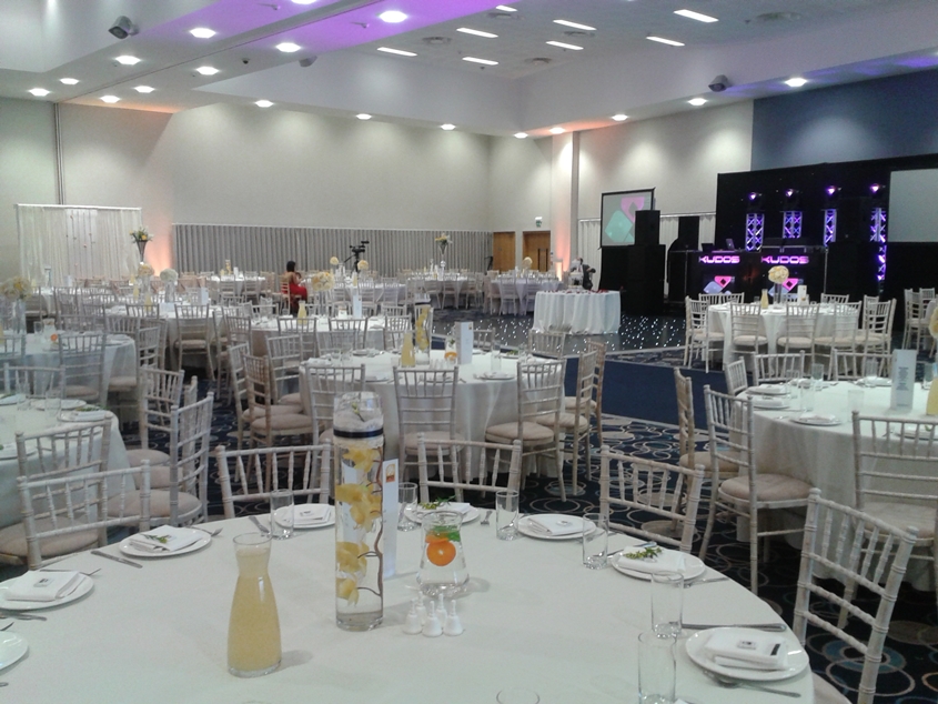 Banqueting Suite with Chiavari chairs at Edgbaston Stadium for corporate dinners and social events.