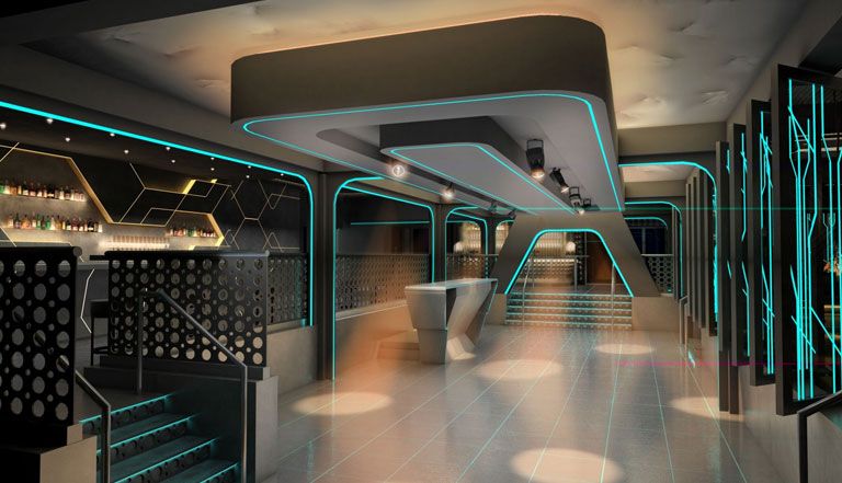 Modern VIP Mezzanine Suite with sleek design, ideal for networking events and cocktail receptions.