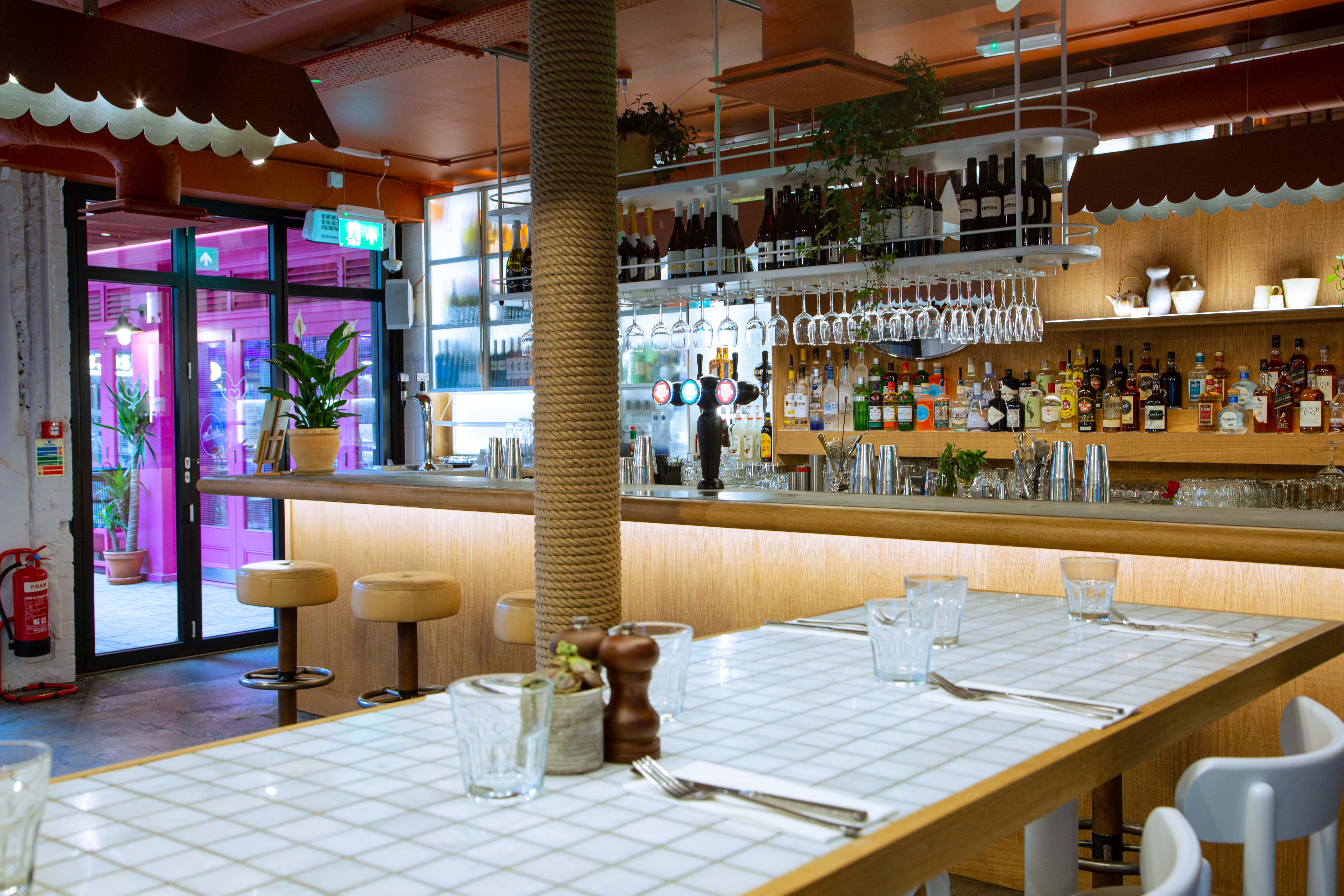 Modern bar area in Paradiso Soho, ideal for networking events and casual meetings.