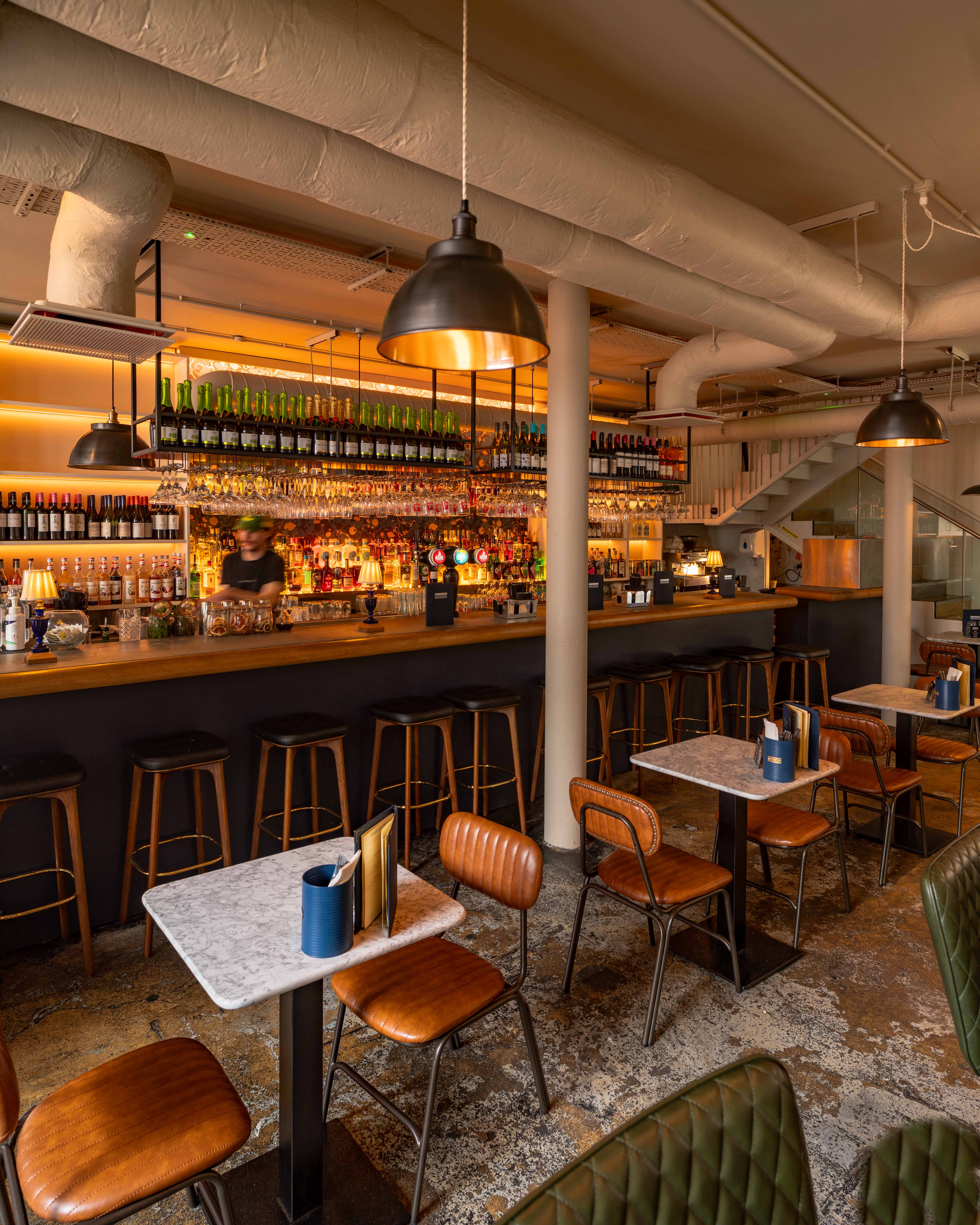 Stylish bar area in Paradiso Soho, ideal for intimate gatherings and networking events.