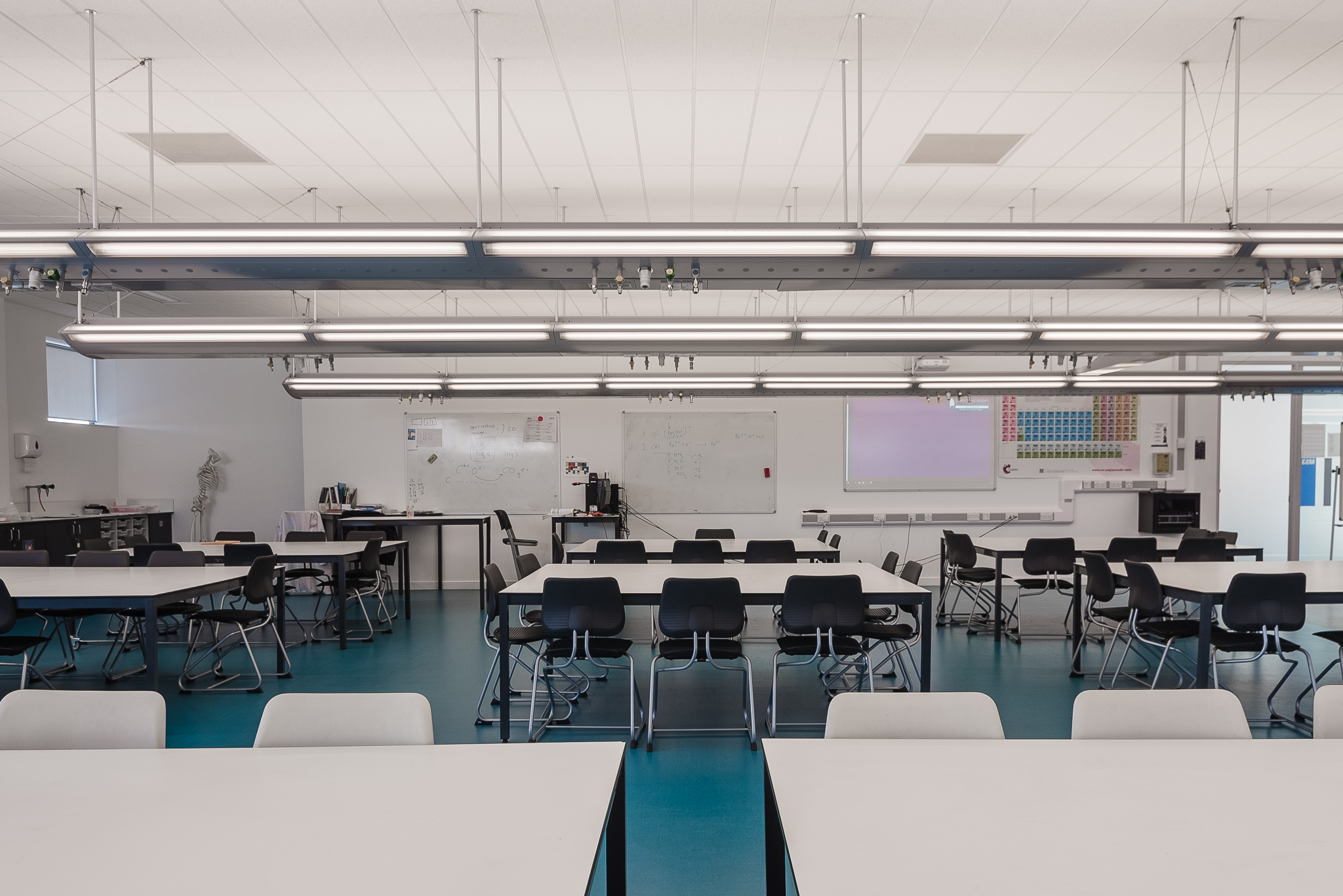 Modern science classroom in London Academy, ideal for workshops and training sessions.