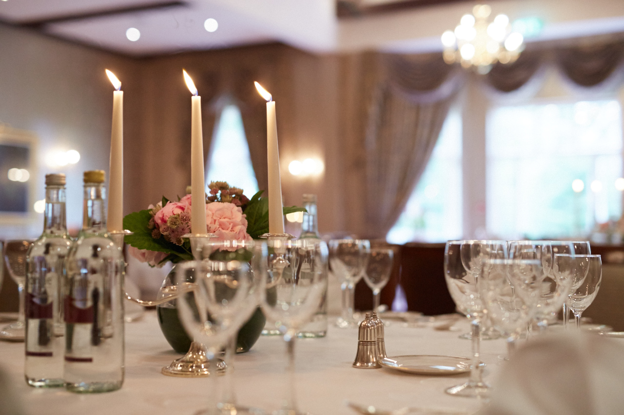 Elegant dining table in Chestnut Suite, Tylney Hall for formal events and corporate dinners.
