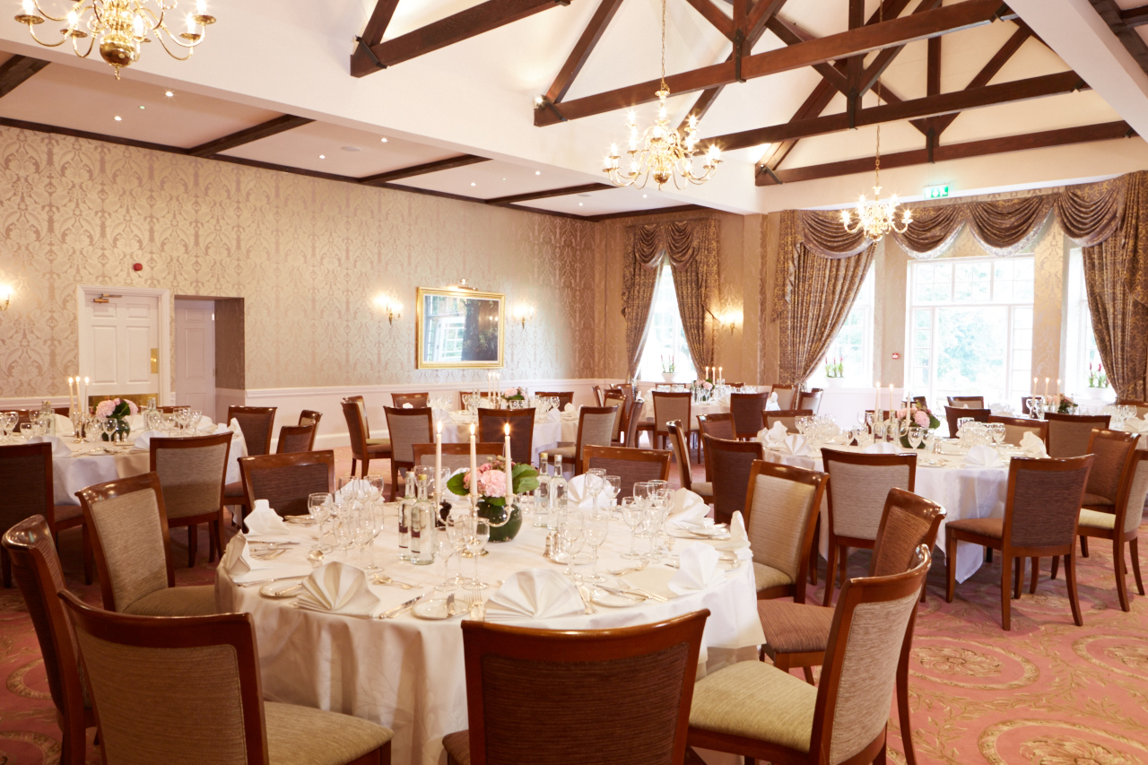 Elegant banquet room in Chestnut Suite, Tylney Hall for weddings and corporate events.