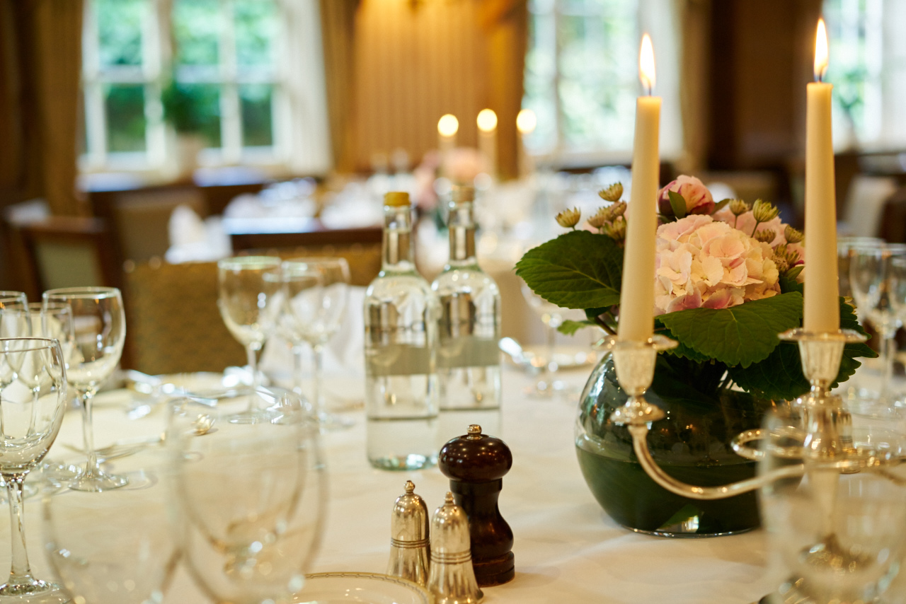 Elegant dining table at Tylney Hall, perfect for formal events and dinner meetings.