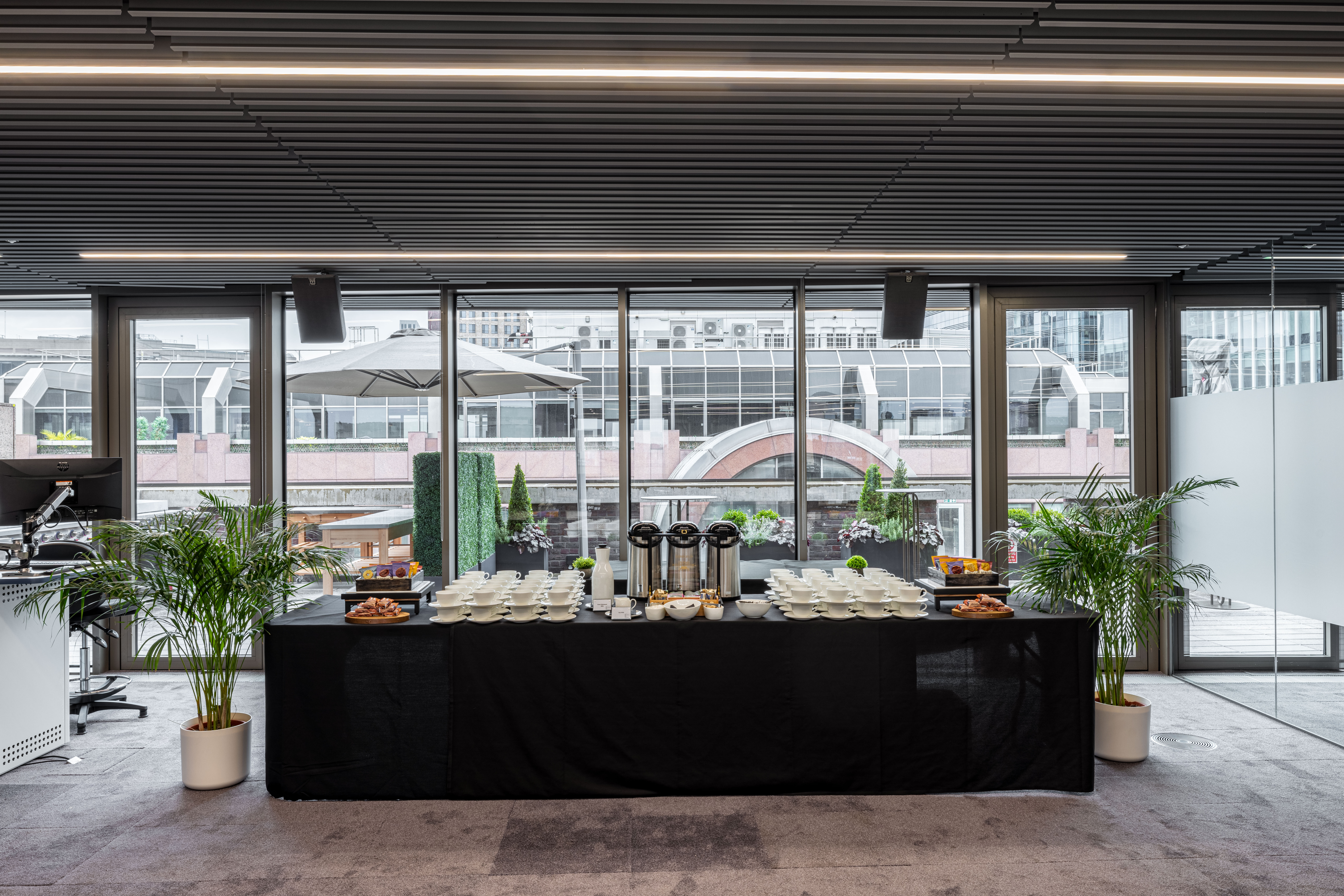 Elegant catering setup in Terrace Room, perfect for networking events and meetings.