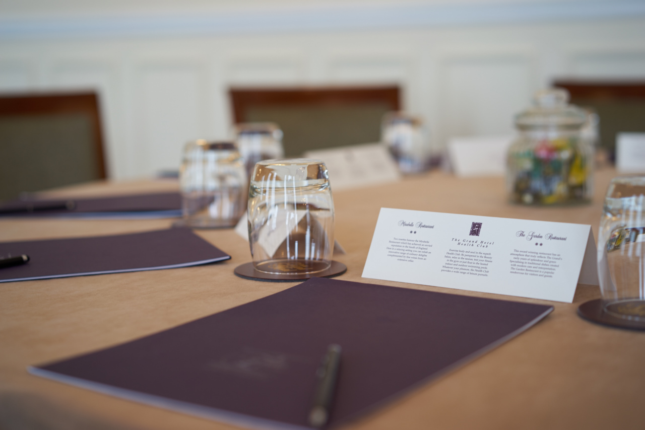 Elegant meeting setup in The Arundel Room, Grand Hotel Eastbourne, perfect for conferences.