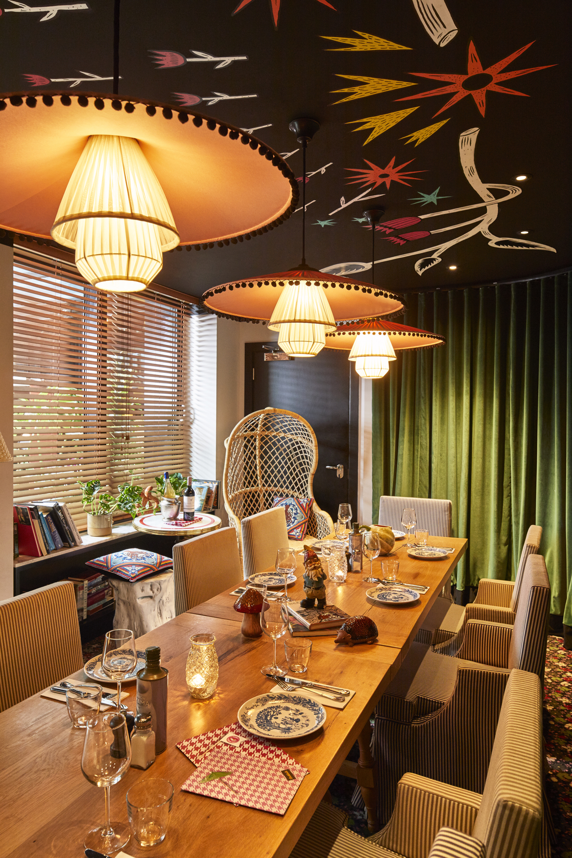 Private dining room at Mama Shelter London, cozy decor for meetings and workshops.