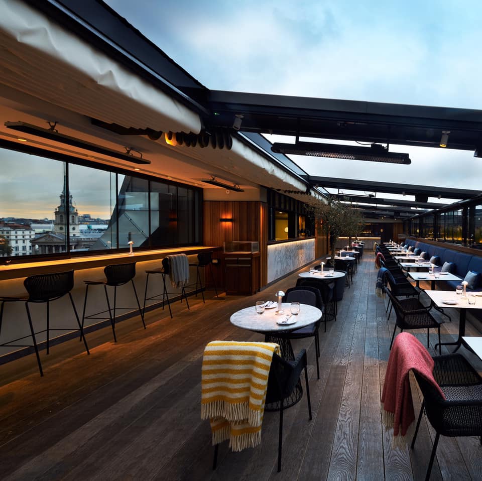 Stylish rooftop venue at Trafalgar St James, ideal for upscale events and receptions.