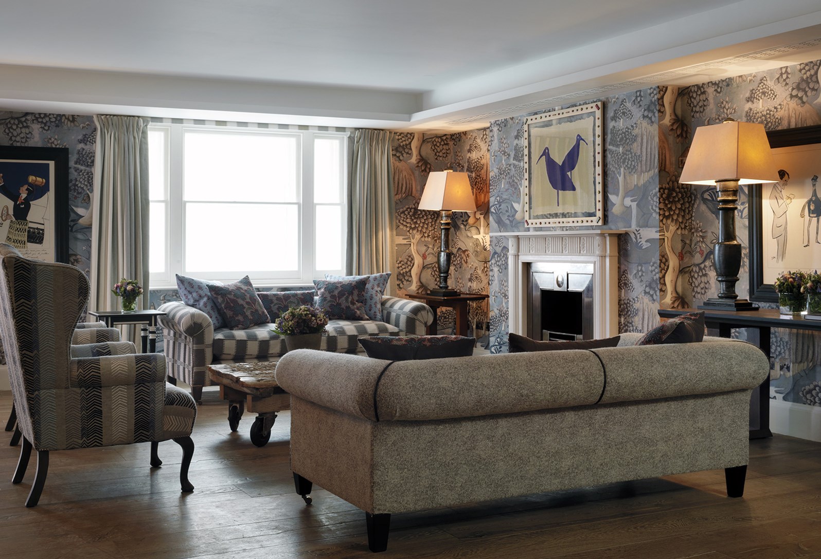 Rocklin Room lounge at Haymarket Hotel, elegant decor for networking events.