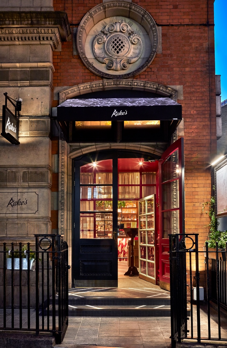 Stylish entrance of Rakes NO. 3, ideal for meetings and events in Andaz London.