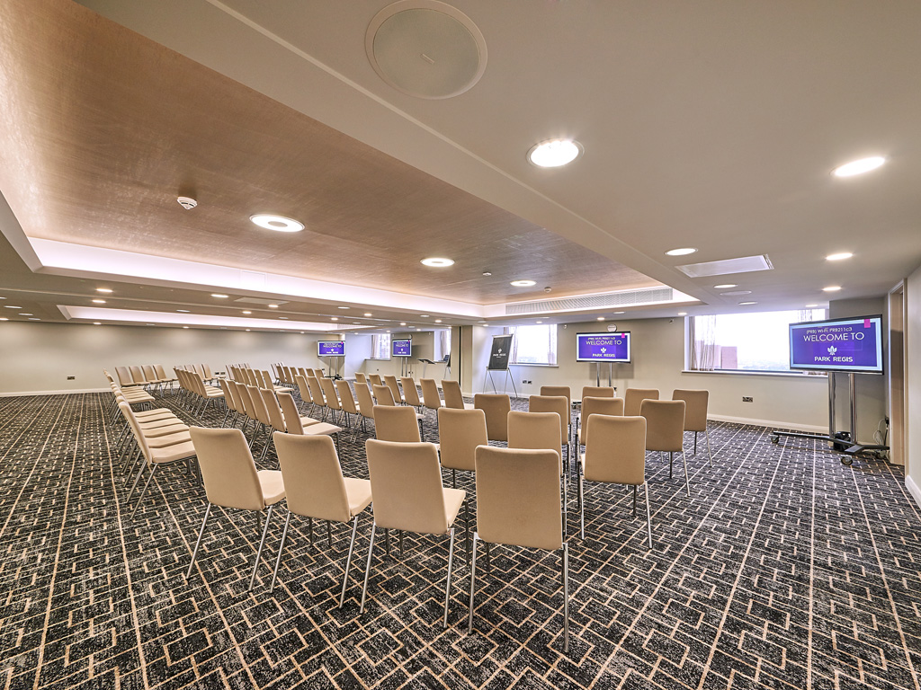 Level 15 Meeting Room at Park Regis Birmingham, modern theater-style seating for workshops.