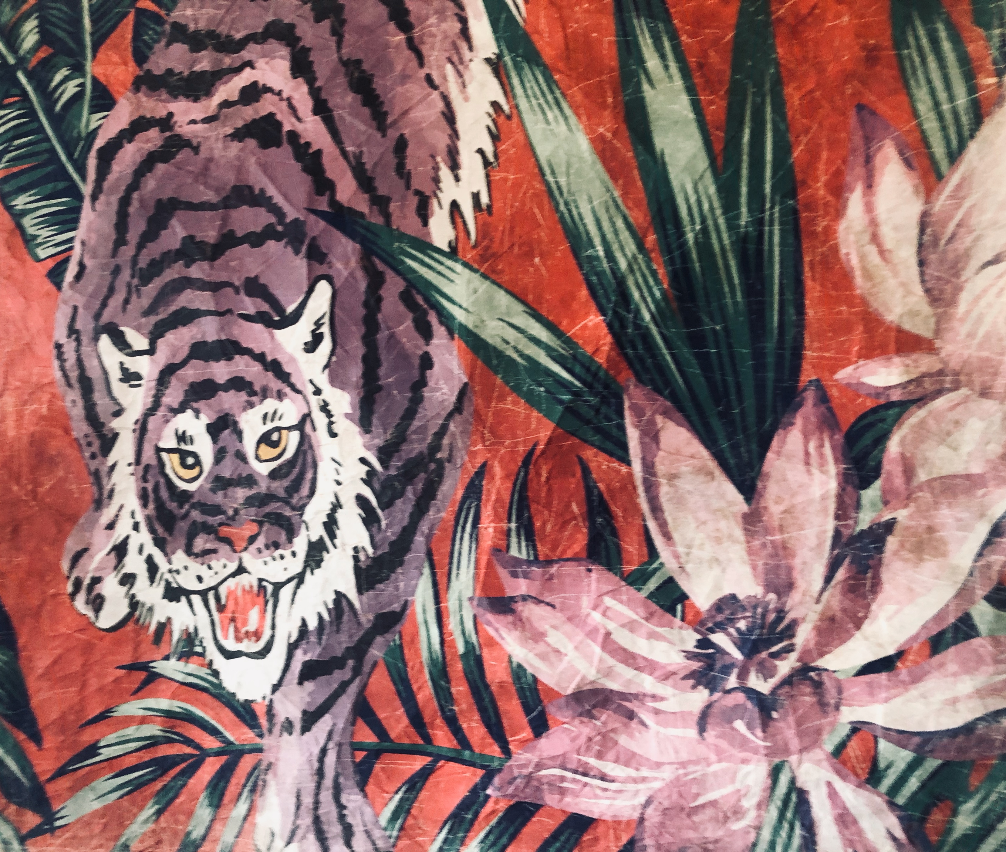 Vibrant tiger backdrop at The Bar and Garden for themed events and decor inspiration.