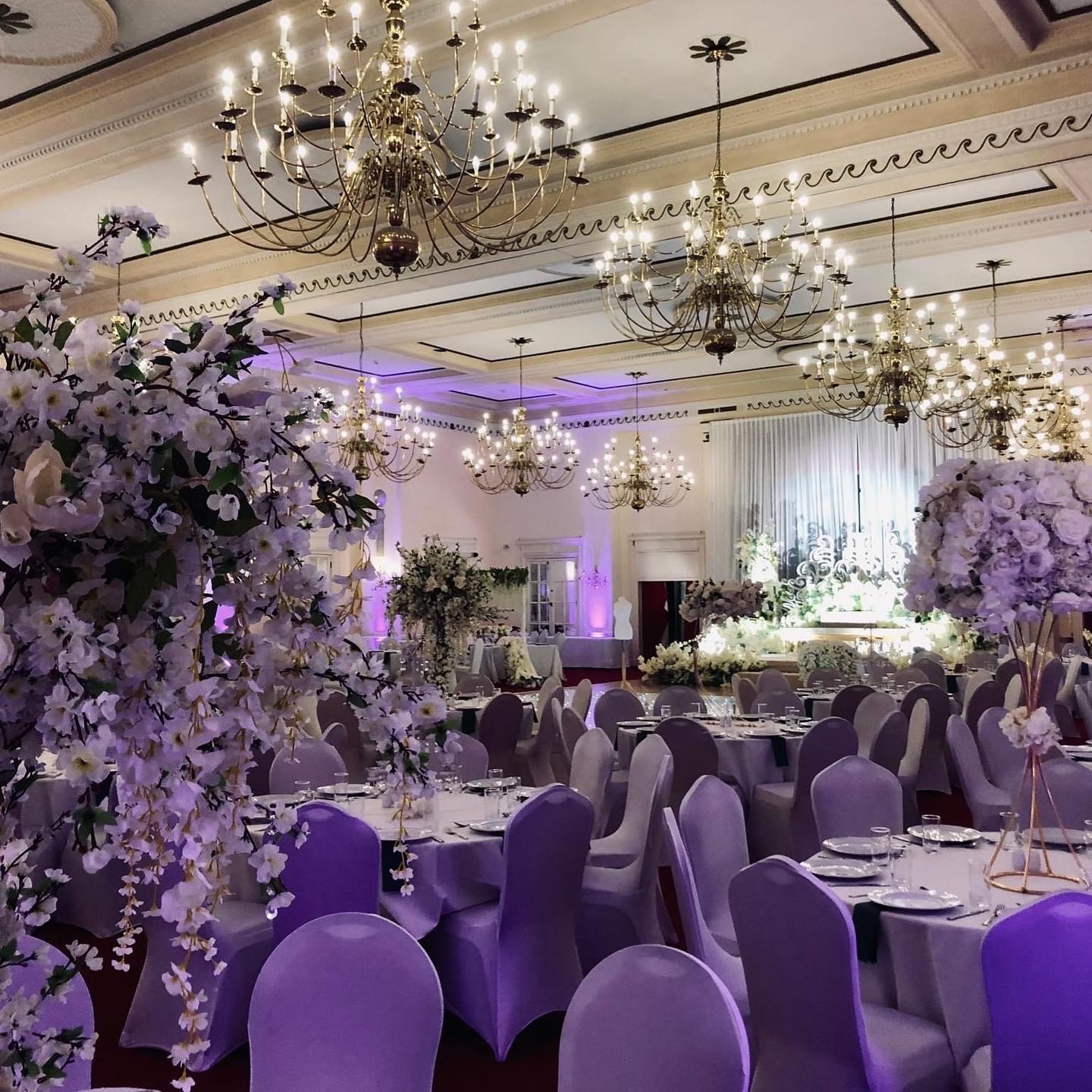 Elegant Banqueting Hall at The Adelphi Hotel, perfect for weddings and formal gatherings.